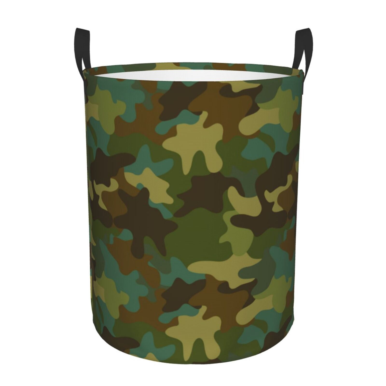 Large Laundry Basket with Handles - Classic Green Camouflage Kids Baby Dirty Clothes Laundry Hamper for Bedroom Aesthetic