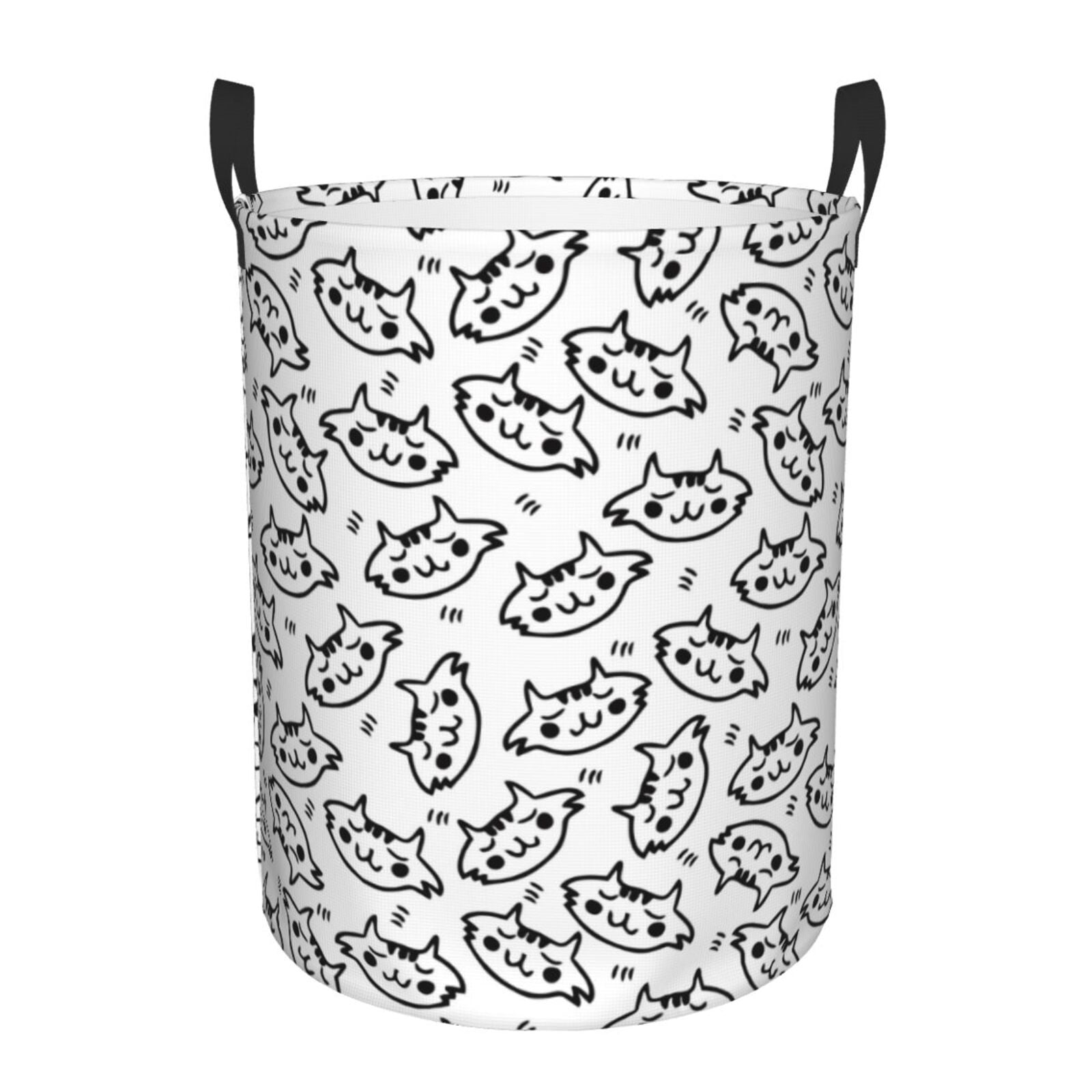 Large Laundry Basket with Handles - Classic Line Cat Face Kids Baby Dirty Clothes Laundry Hamper for Bedroom Aesthetic