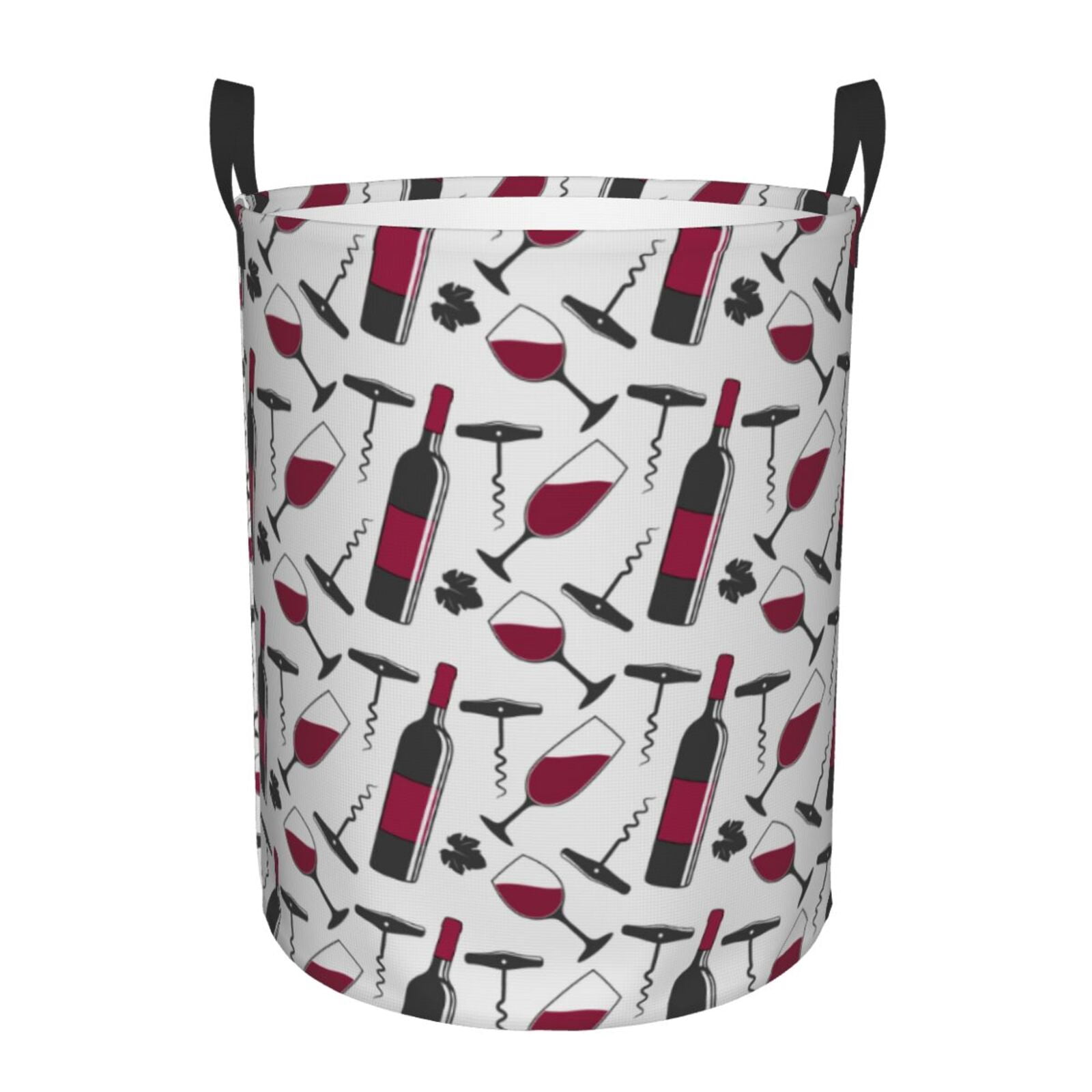 Large Laundry Basket with Handles - Classic Wine Print Kids Baby Dirty Clothes Laundry Hamper for Bedroom Aesthetic
