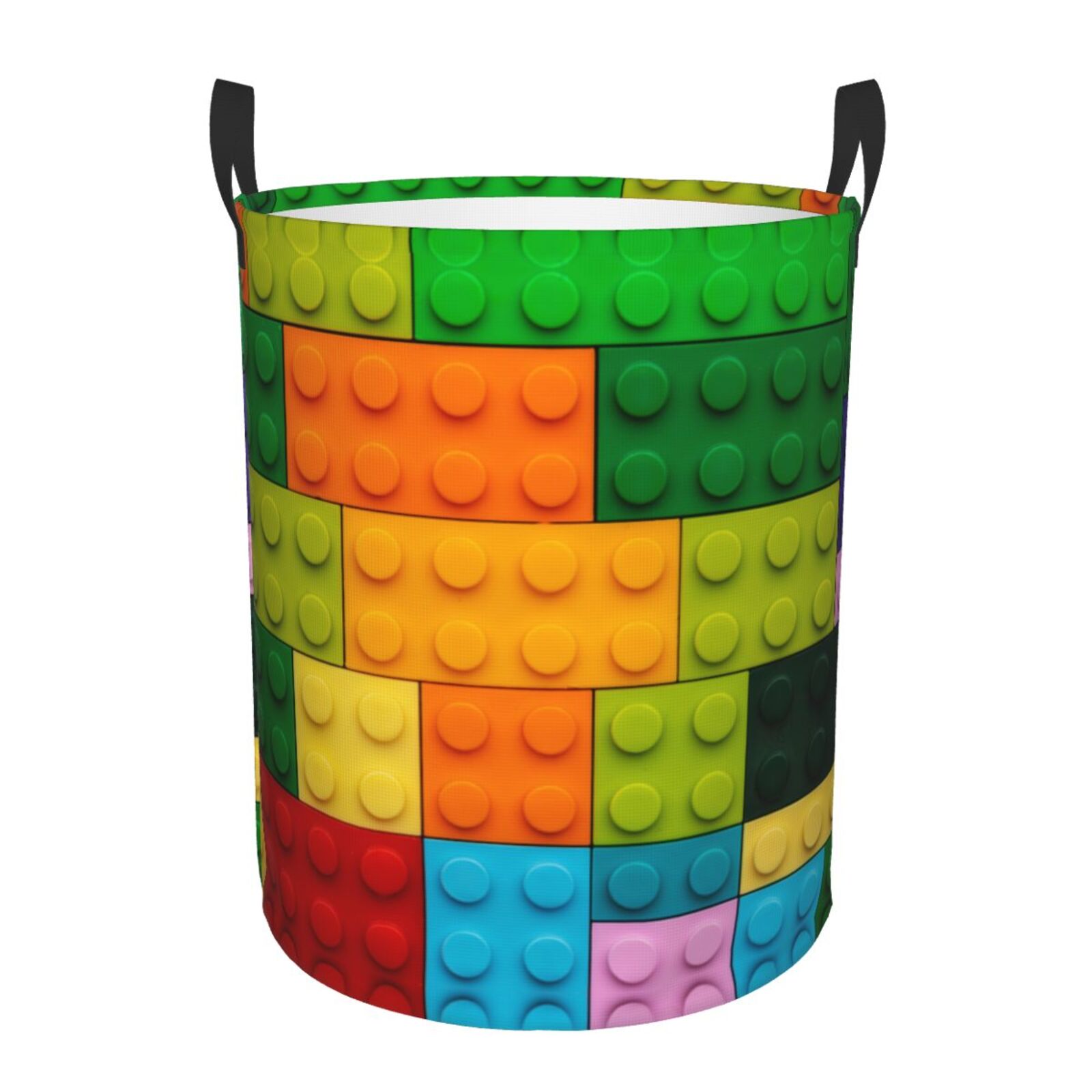 Large Laundry Basket with Handles - Colorful Building Blocks Kids Baby Dirty Clothes Laundry Hamper for Bedroom Aesthetic