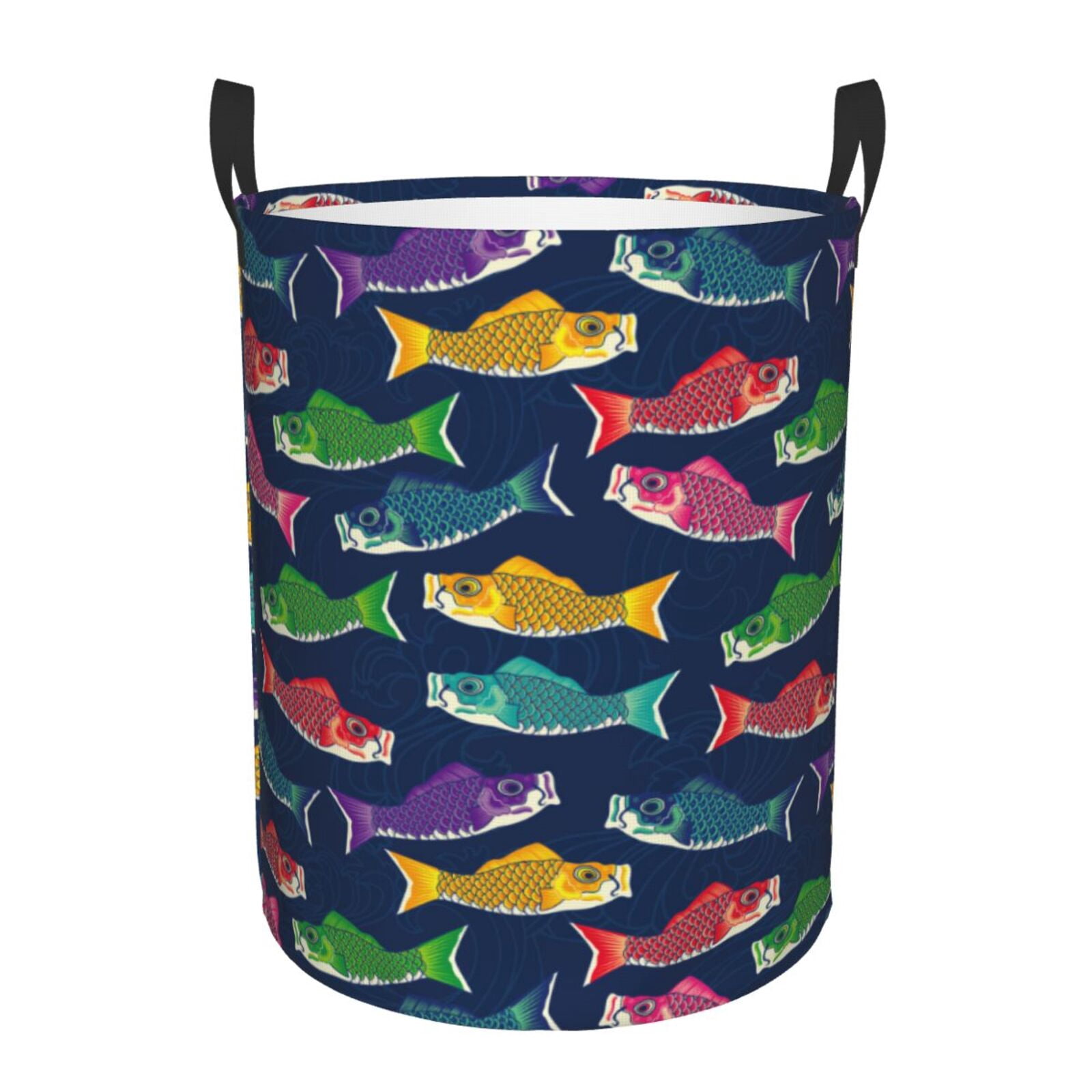 Large Laundry Basket with Handles - Colorful Carp Streamer 1 Kids Baby Dirty Clothes Laundry Hamper for Bedroom Aesthetic