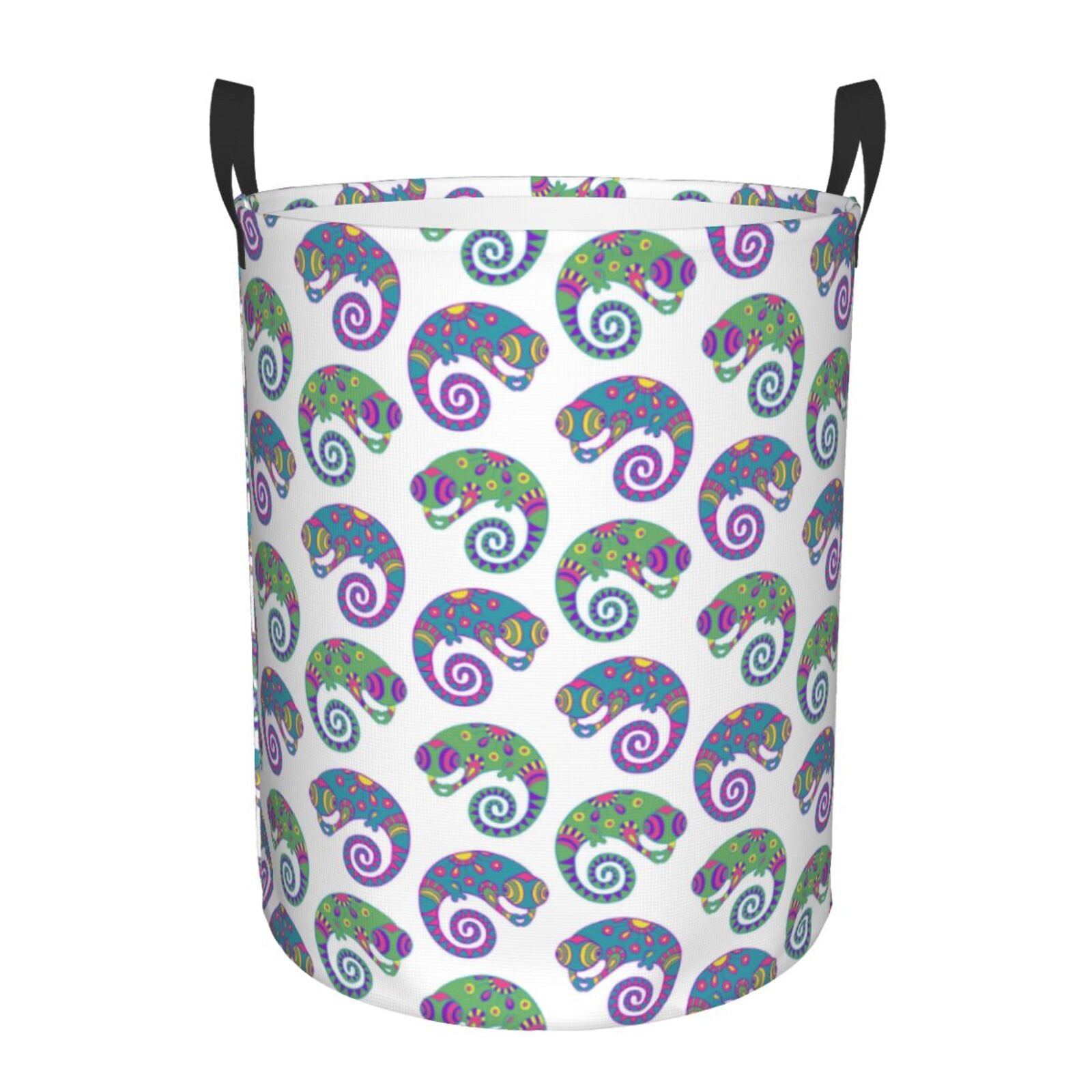 Large Laundry Basket with Handles - Colorful Cartoon Cute Lizard Kids Baby Dirty Clothes Laundry Hamper for Bedroom Aesthetic