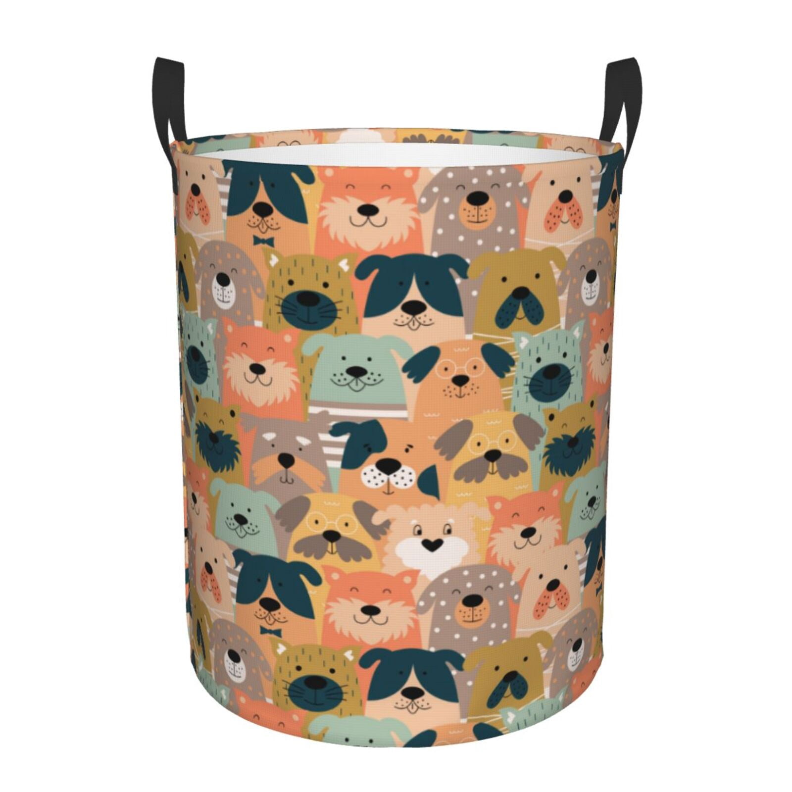 Large Laundry Basket with Handles - Colorful Dogs Kids Baby Dirty Clothes Laundry Hamper for Bedroom Aesthetic