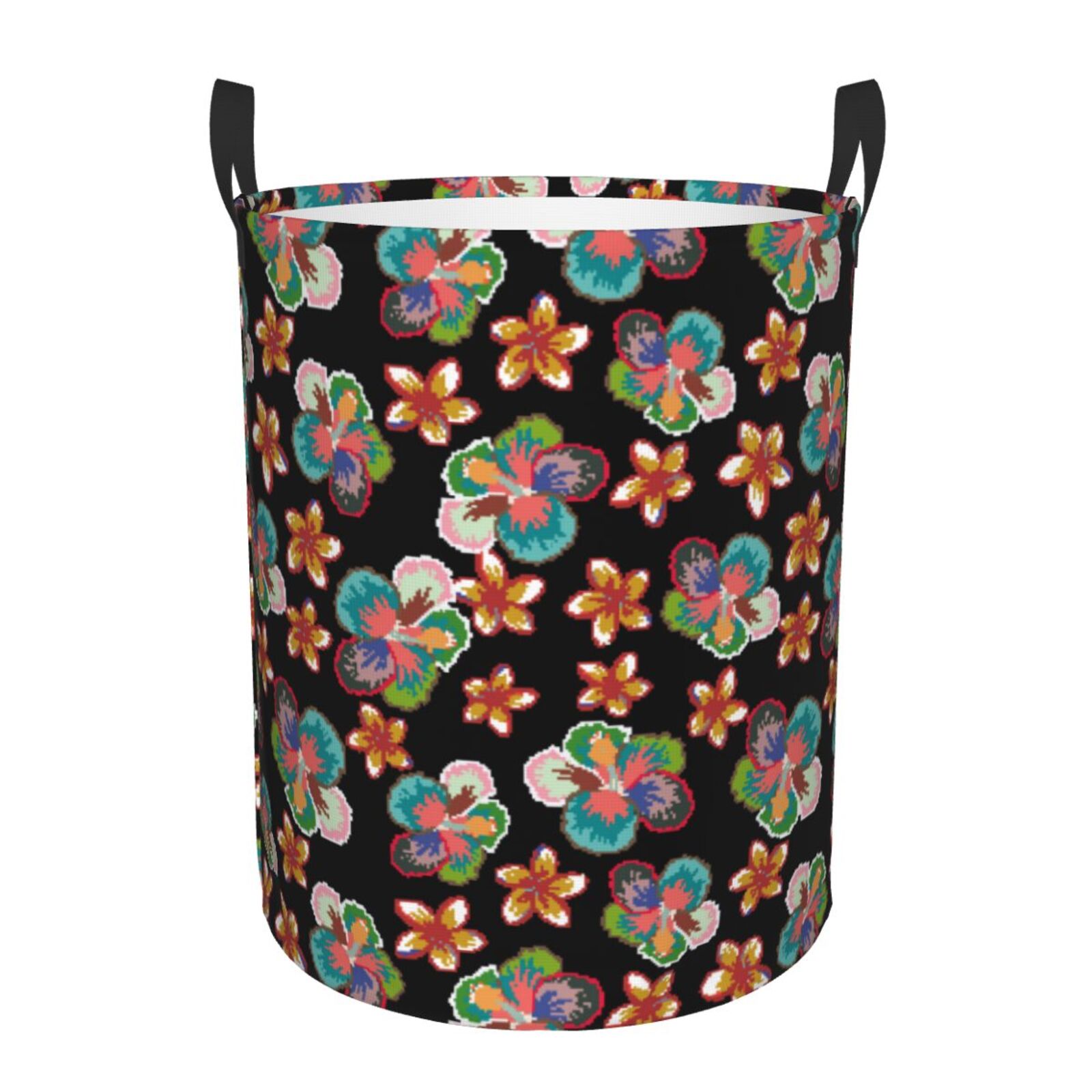 Large Laundry Basket with Handles - Colorful Flower C Kids Baby Dirty Clothes Laundry Hamper for Bedroom Aesthetic
