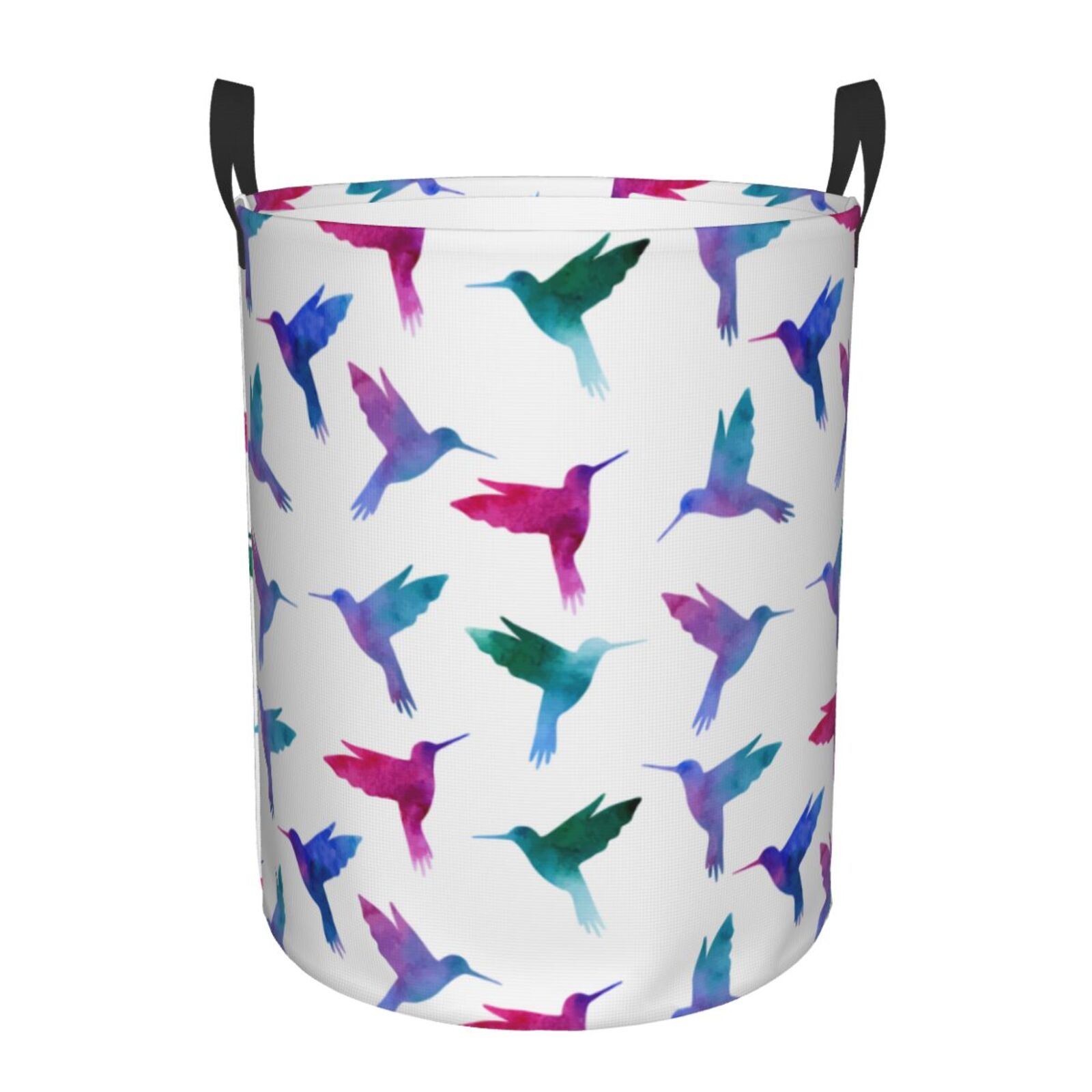 Large Laundry Basket with Handles - Colorful Hummingbird Print Kids Baby Dirty Clothes Laundry Hamper for Bedroom Aesthetic