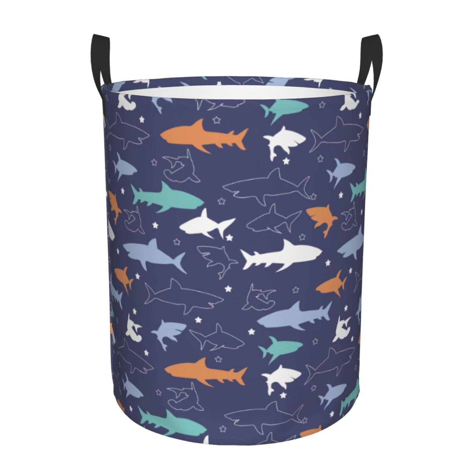 Large Laundry Basket with Handles - Colorful Shark cartoon Kids Baby Dirty Clothes Laundry Hamper for Bedroom Aesthetic
