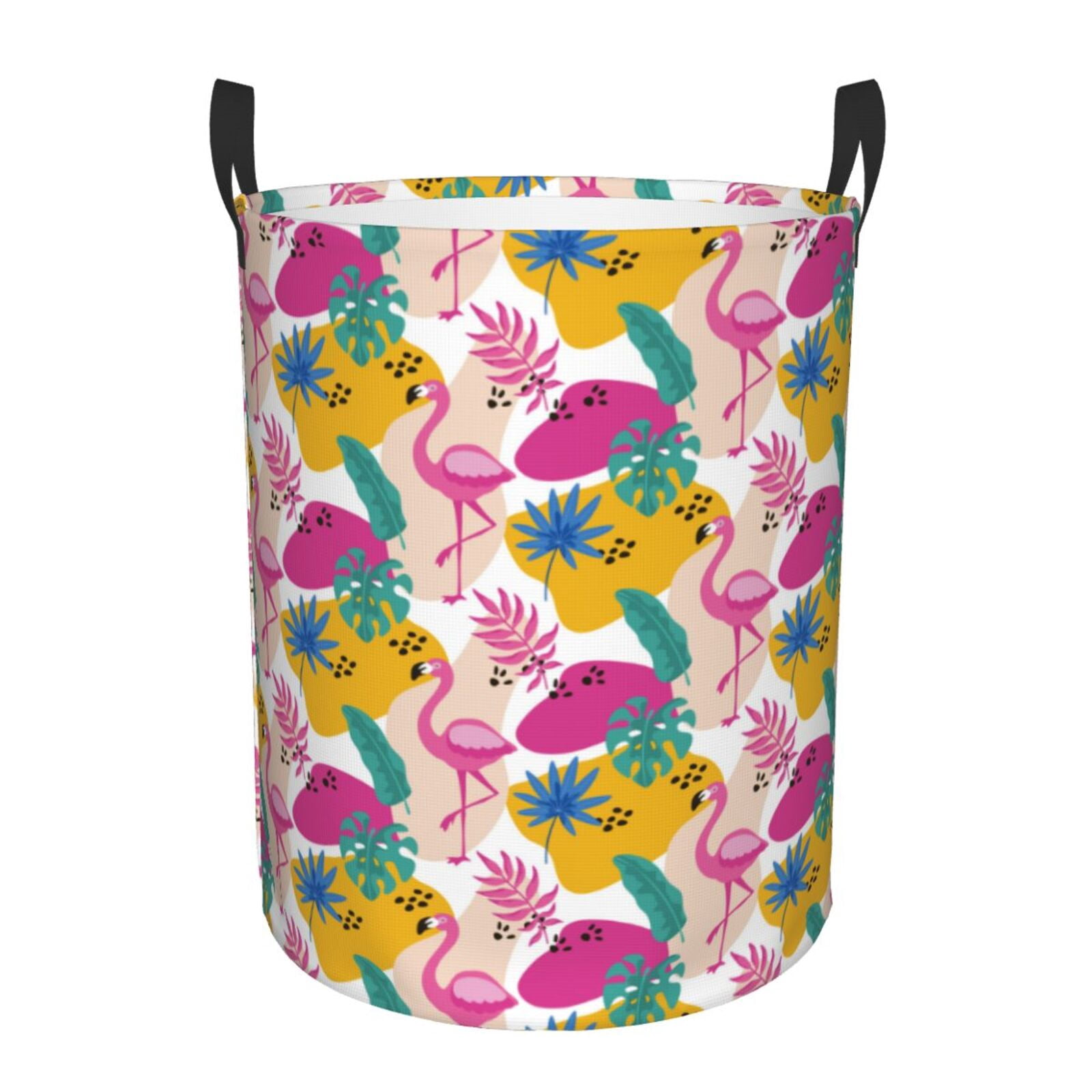 Large Laundry Basket with Handles - Colorful flamingo Kids Baby Dirty Clothes Laundry Hamper for Bedroom Aesthetic