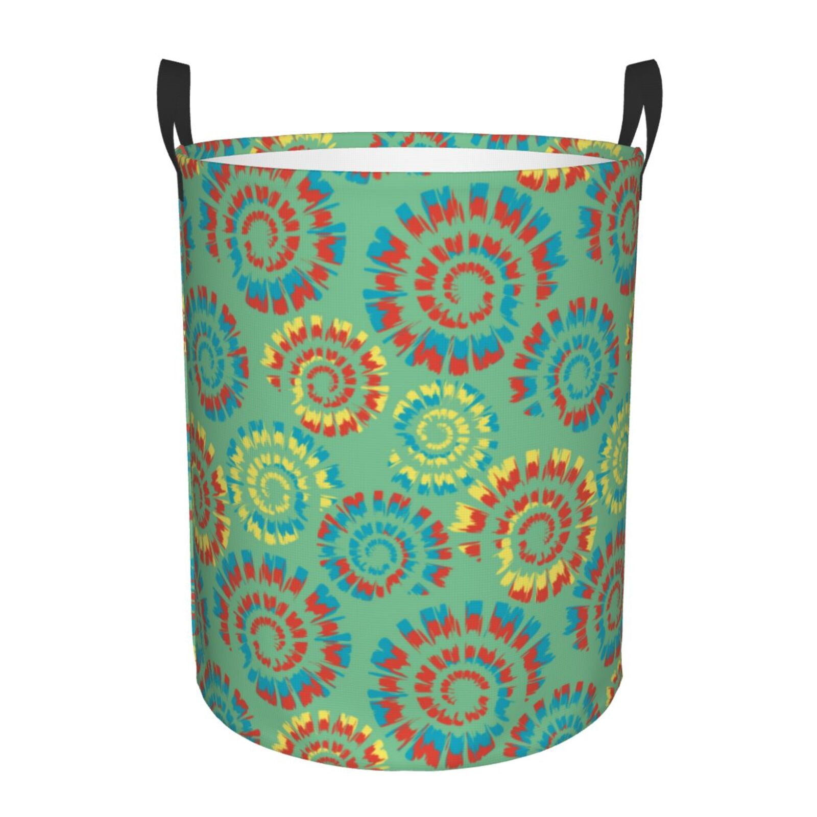 Large Laundry Basket with Handles - Colourful Tie Dye Kids Baby Dirty Clothes Laundry Hamper for Bedroom Aesthetic