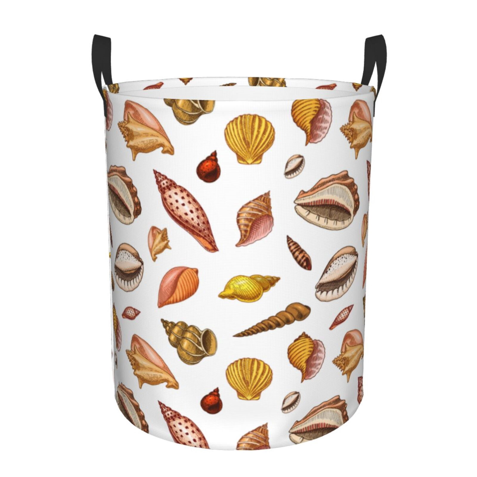 Large Laundry Basket with Handles - Conch Shells Print No.9022 Kids Baby Dirty Clothes Laundry Hamper for Bedroom Aesthetic