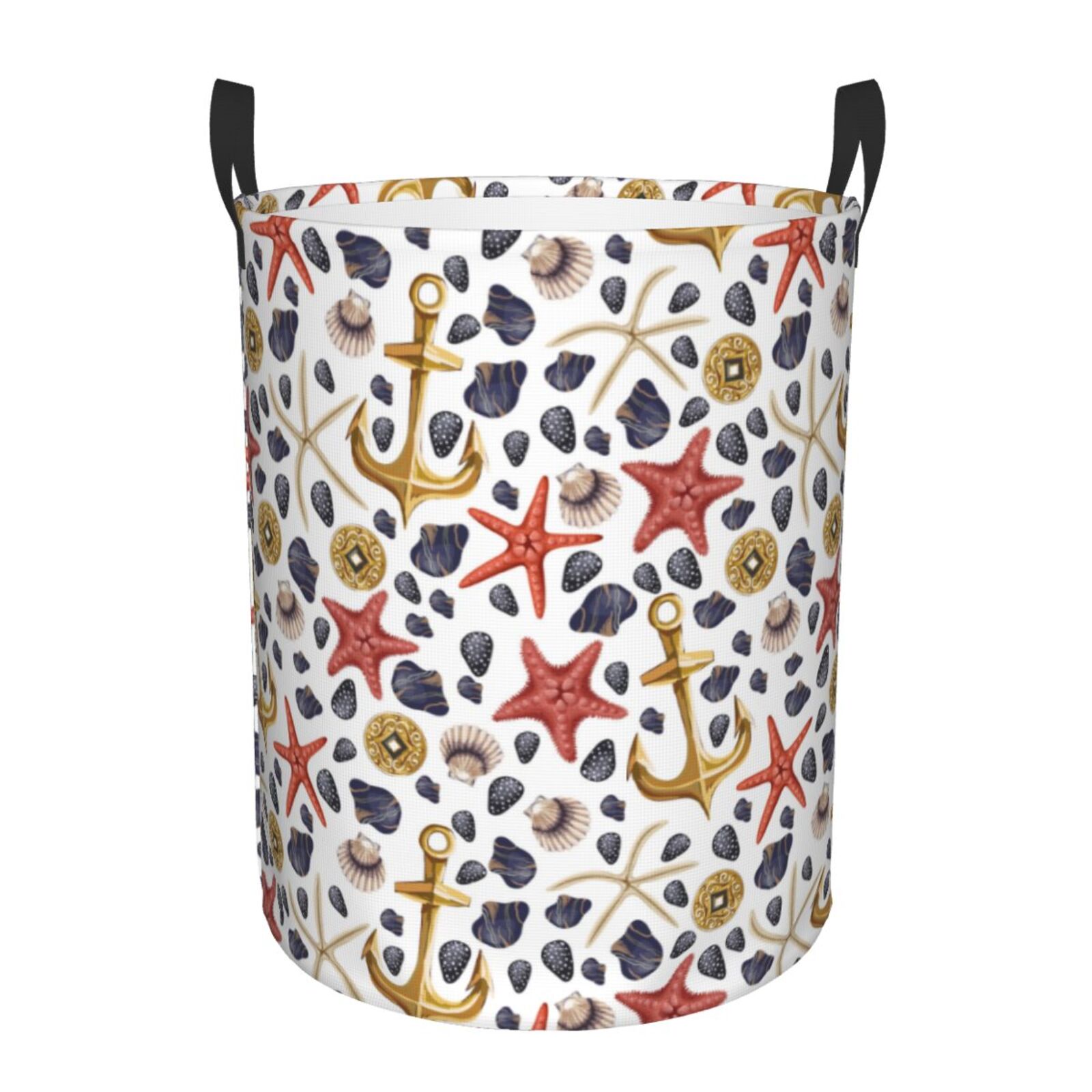 Large Laundry Basket with Handles - Conch Shells Print No.9048 Kids Baby Dirty Clothes Laundry Hamper for Bedroom Aesthetic