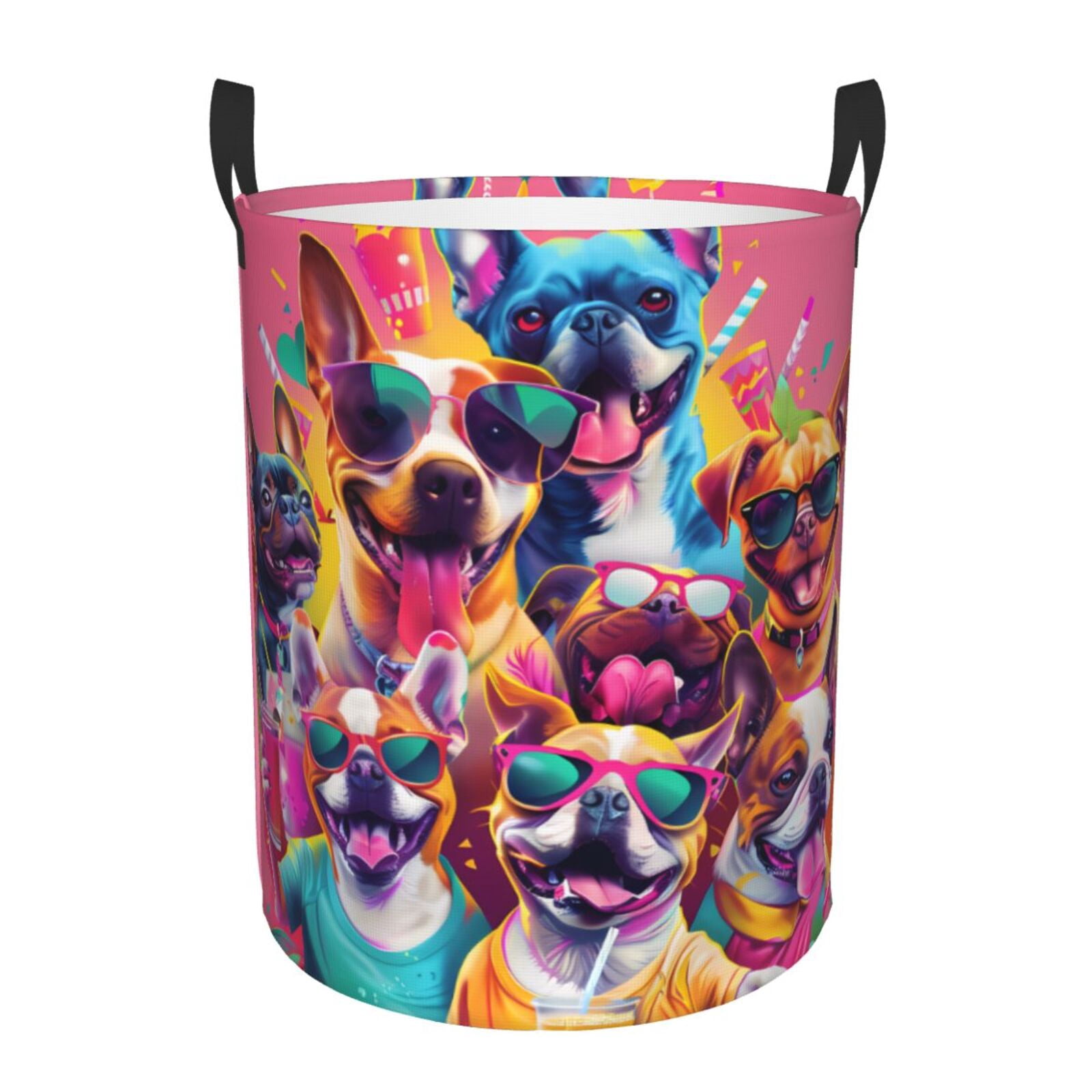 Large Laundry Basket with Handles - Cool French Bulldog No.101 Kids Baby Dirty Clothes Laundry Hamper for Bedroom Aesthetic