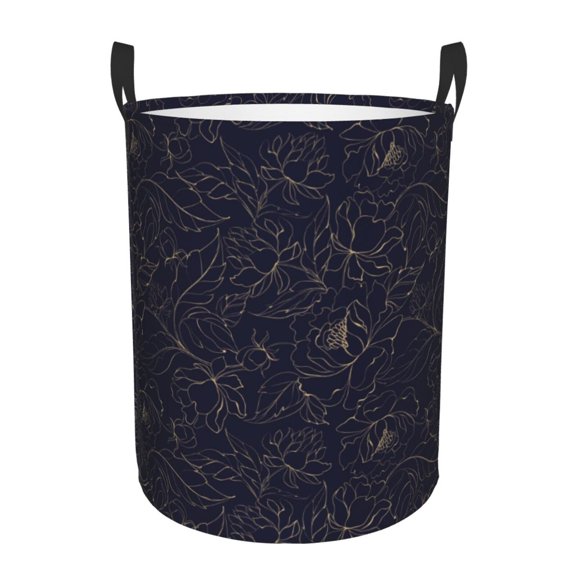 Large Laundry Basket with Handles - Copper-Gold Gloss Outline Peony Kids Baby Dirty Clothes Laundry Hamper for Bedroom Aesthetic