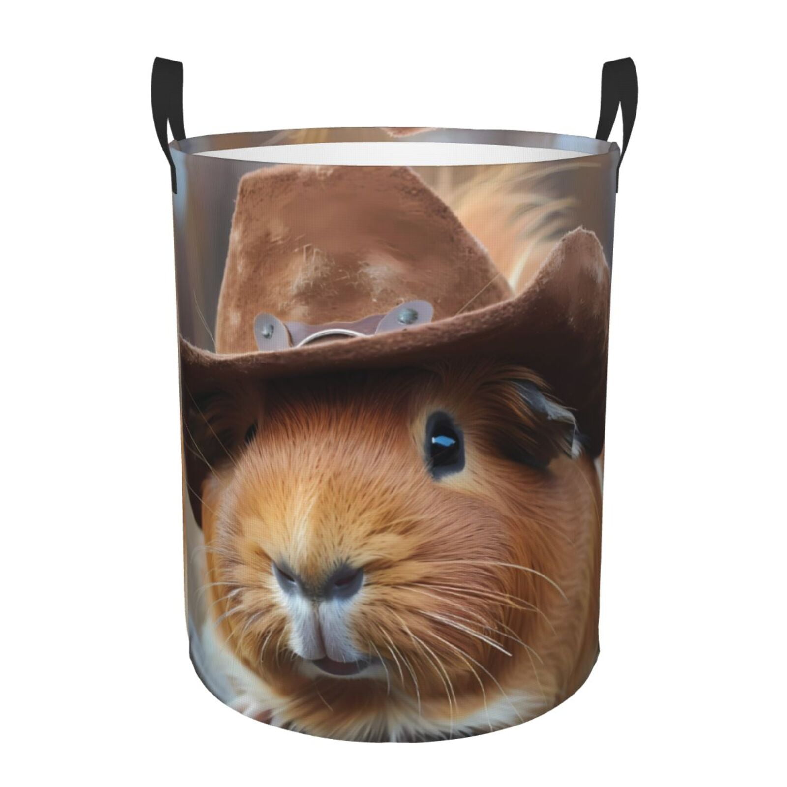 Large Laundry Basket with Handles - Cowboy Hat Guinea Pig Kids Baby Dirty Clothes Laundry Hamper for Bedroom Aesthetic