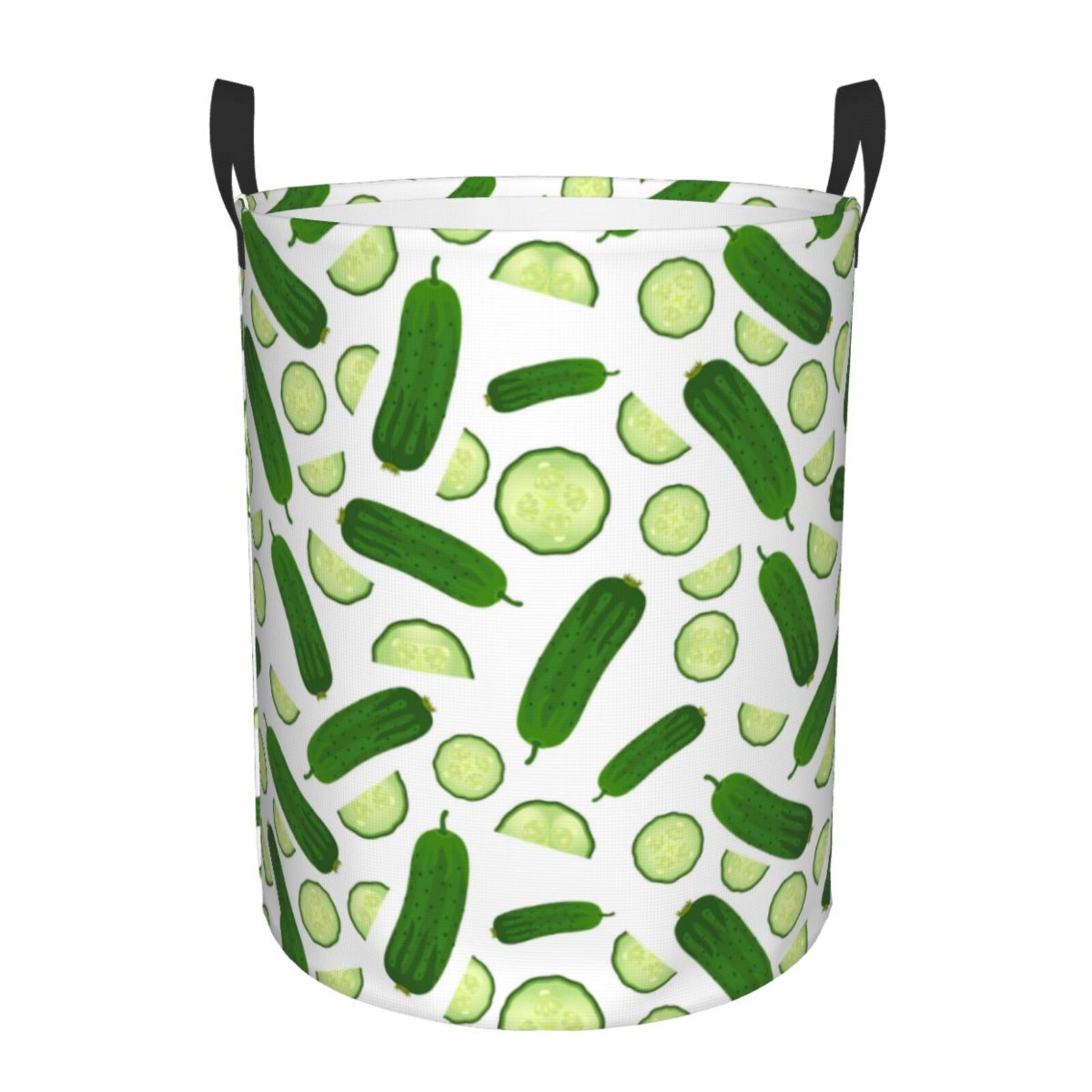 Large Laundry Basket with Handles - Cucumber slices print Kids Baby Dirty Clothes Laundry Hamper for Bedroom Aesthetic