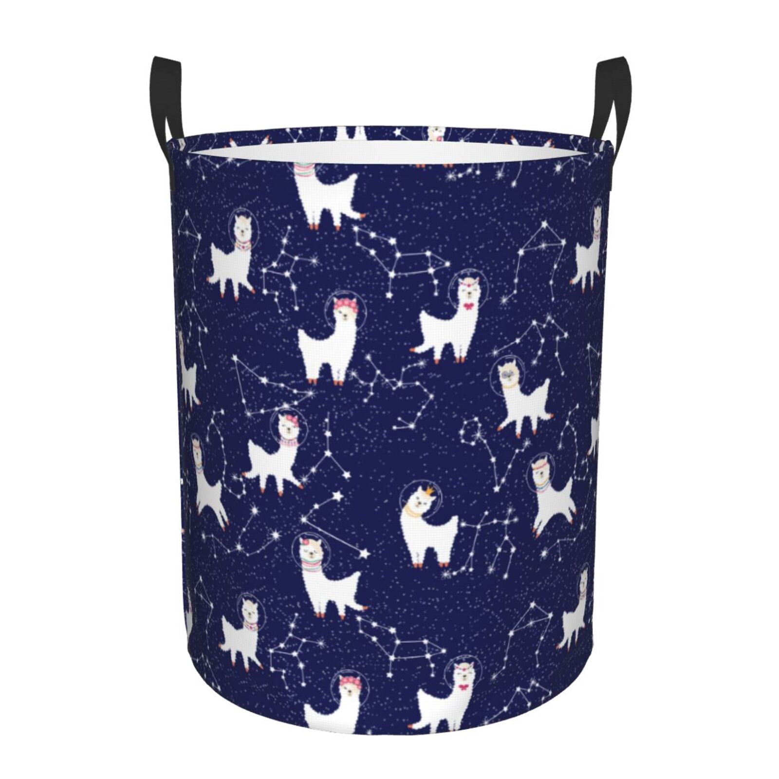 Large Laundry Basket with Handles - Cute Alpaca Starry Sky Kids Baby Dirty Clothes Laundry Hamper for Bedroom Aesthetic