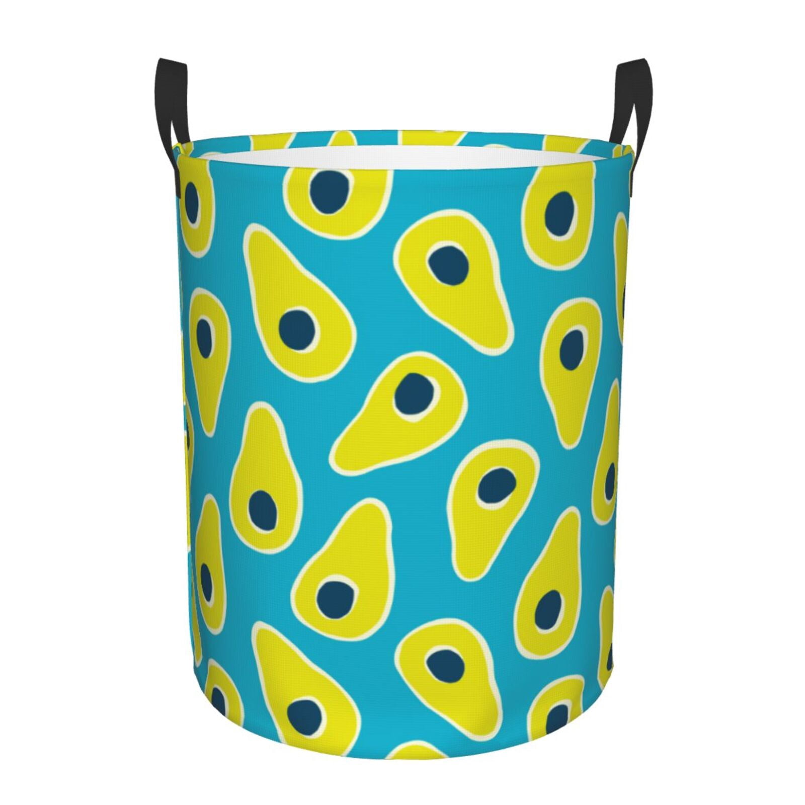 Large Laundry Basket with Handles - Cute Avocado Blue Kids Baby Dirty Clothes Laundry Hamper for Bedroom Aesthetic