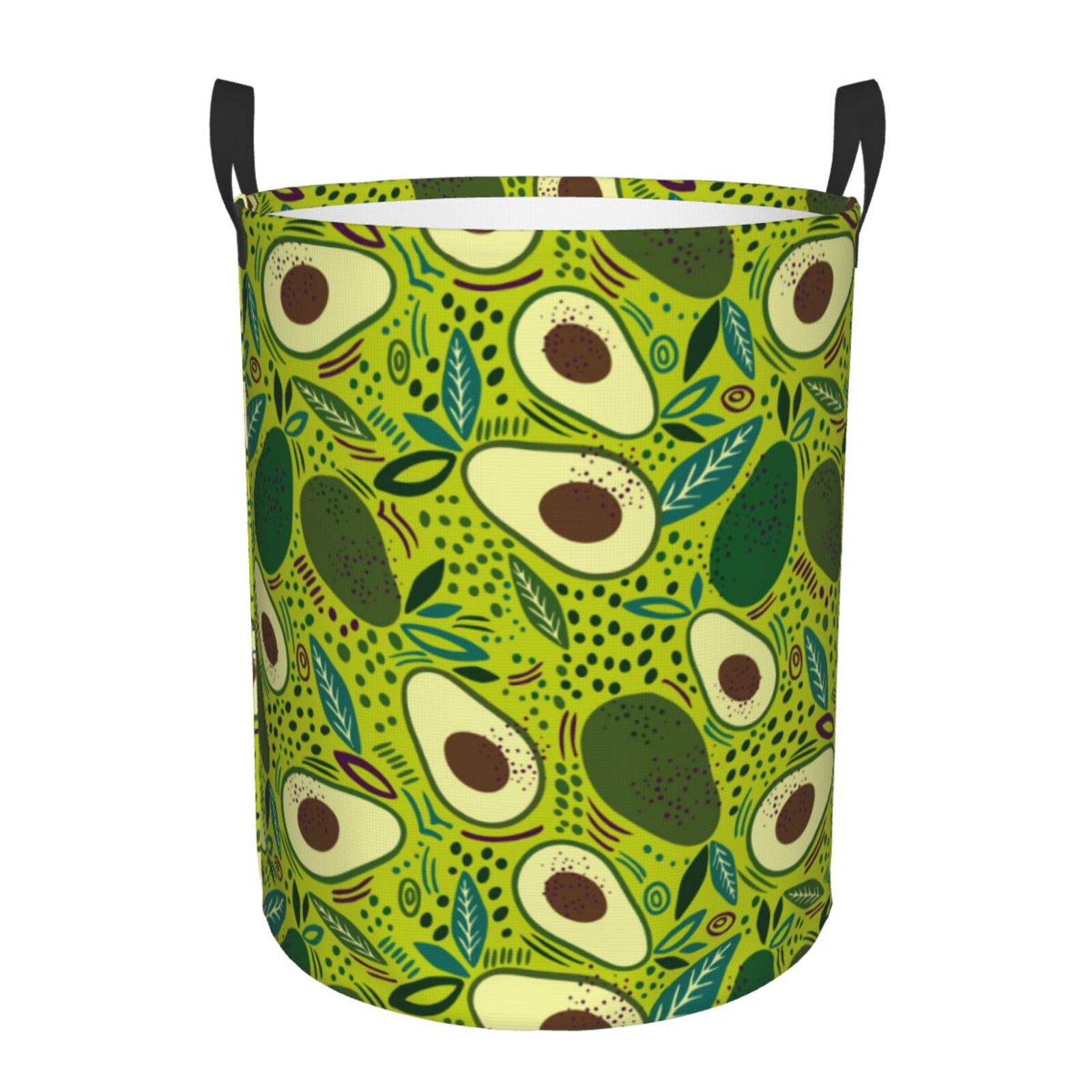 Large Laundry Basket with Handles - Cute Avocado Blue Leaves Kids Baby Dirty Clothes Laundry Hamper for Bedroom Aesthetic