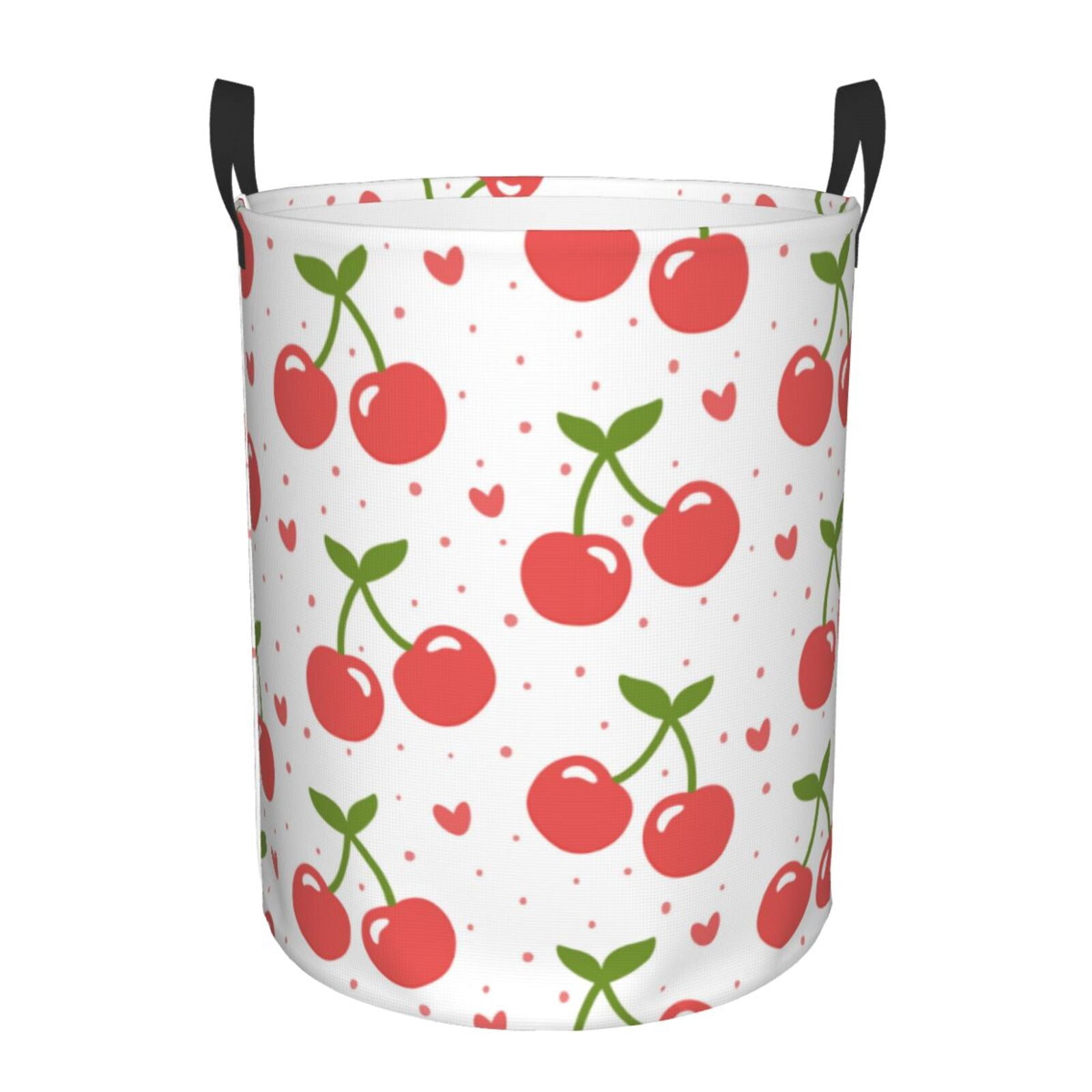 Large Laundry Basket with Handles - Cute Berry Love Kids Baby Dirty Clothes Laundry Hamper for Bedroom Aesthetic
