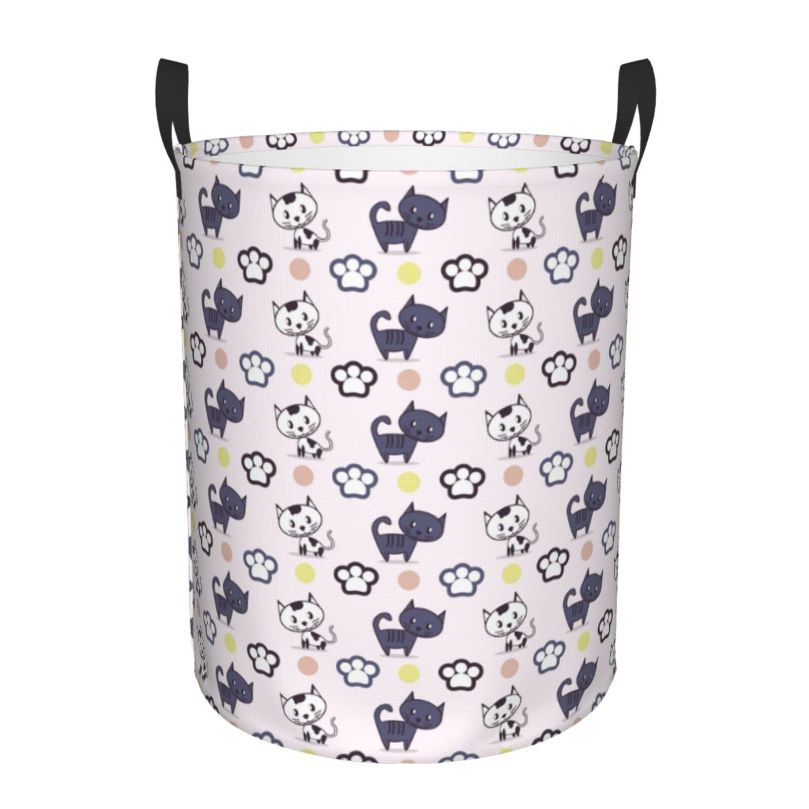 Large Laundry Basket with Handles - Cute Cartoon Mini Cat Kids Baby Dirty Clothes Laundry Hamper for Bedroom Aesthetic
