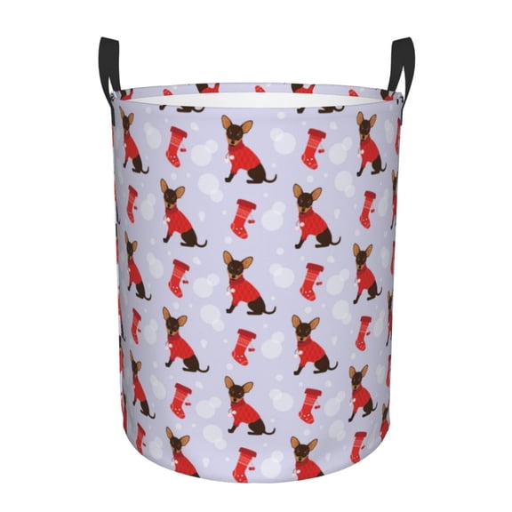 Large Laundry Basket with Handles - Cute Christmas sock Dog Kids Baby Dirty Clothes Laundry Hamper for Bedroom Aesthetic