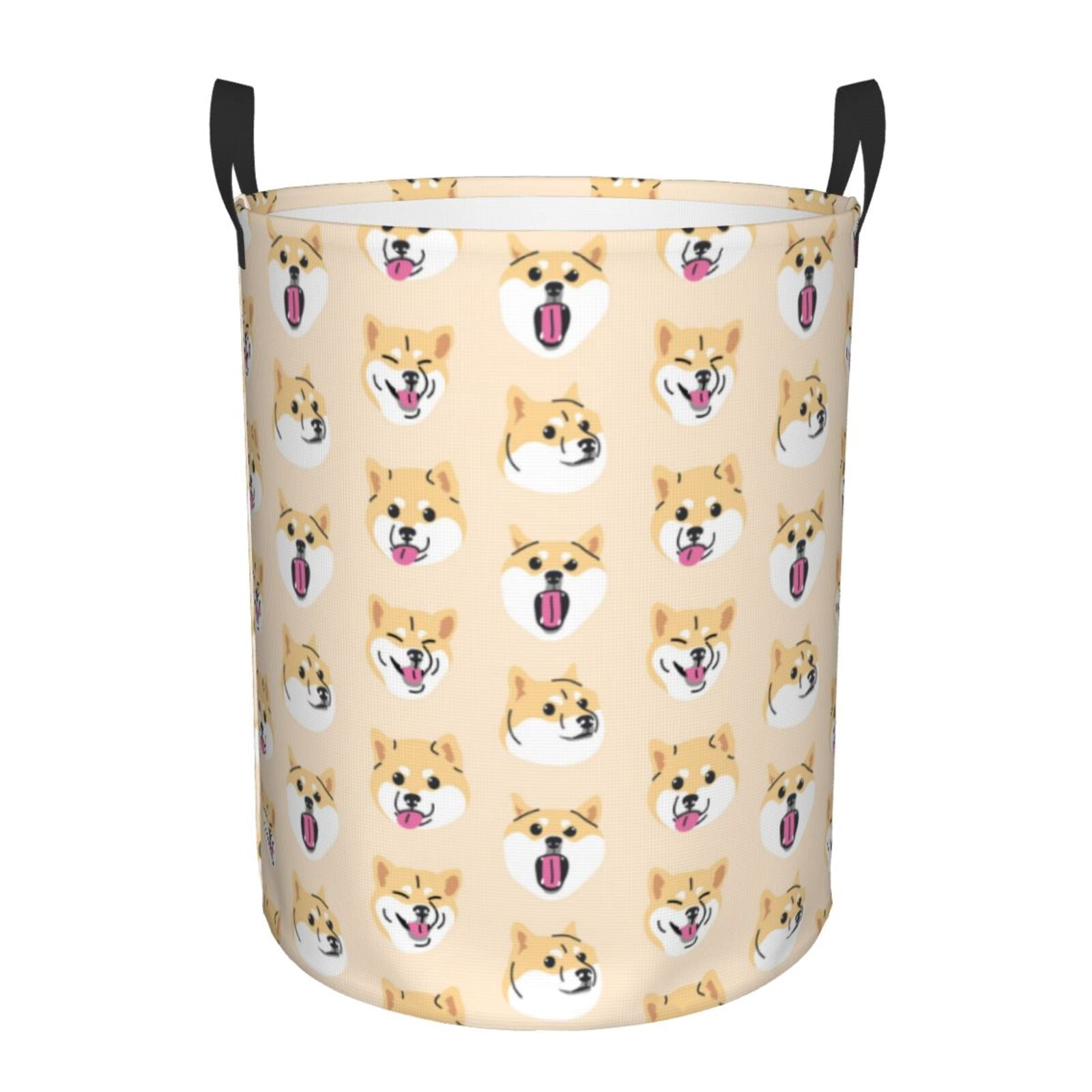 Large Laundry Basket with Handles - Cute Corgi Cartoon Dog Funny Kids Baby Dirty Clothes Laundry Hamper for Bedroom Aesthetic