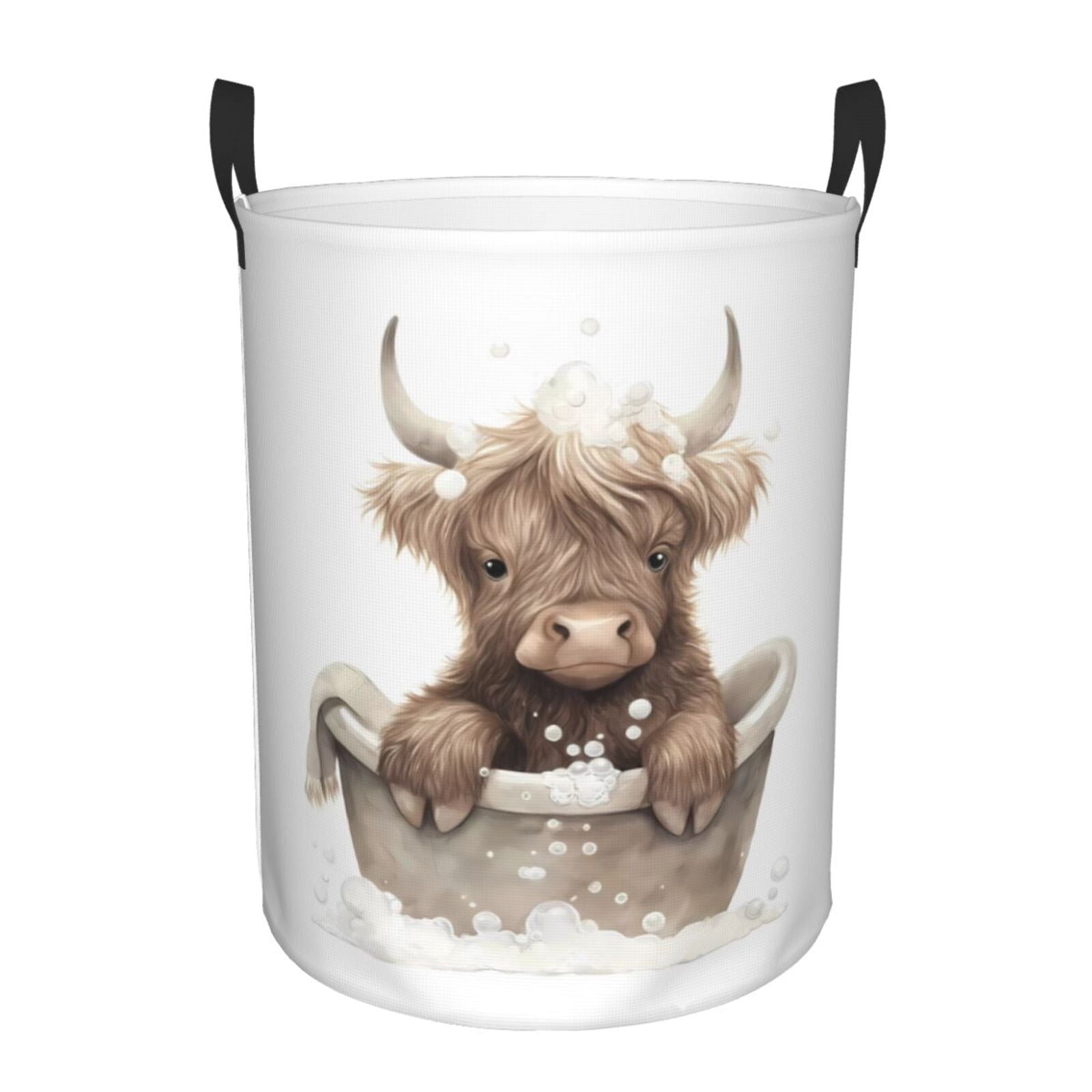 Large Laundry Basket with Handles - Cute Cow Bath Kids Baby Dirty Clothes Laundry Hamper for Bedroom Aesthetic