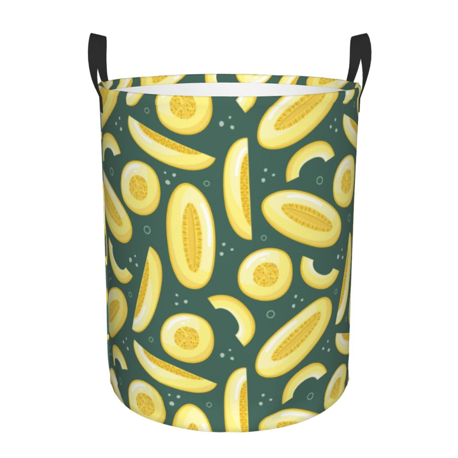 Large Laundry Basket with Handles - Cute Crisp Cantaloupe Kids Baby Dirty Clothes Laundry Hamper for Bedroom Aesthetic