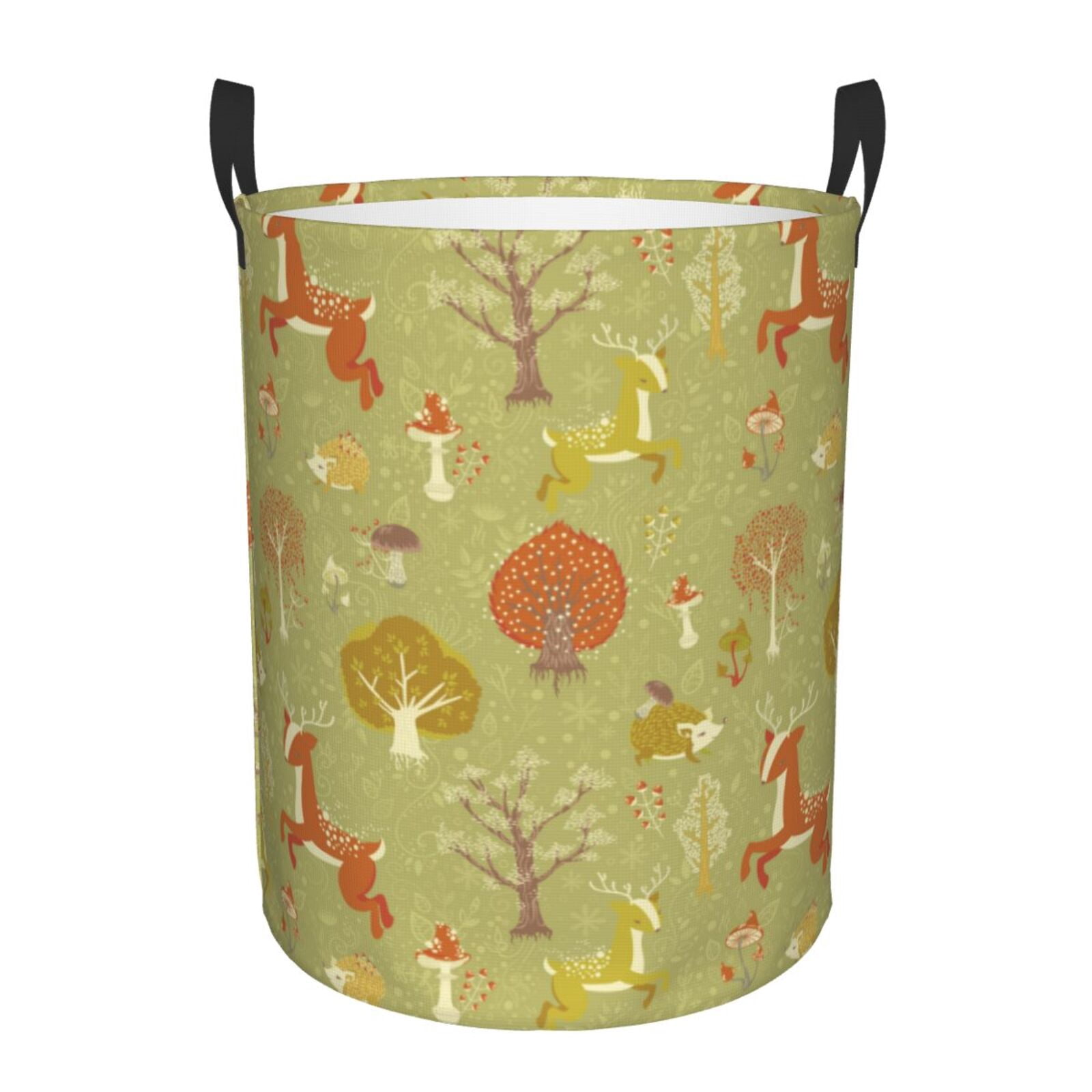 Large Laundry Basket with Handles - Cute Deer Hedgehog Tree Mushroom Kids Baby Dirty Clothes Laundry Hamper for Bedroom Aesthetic