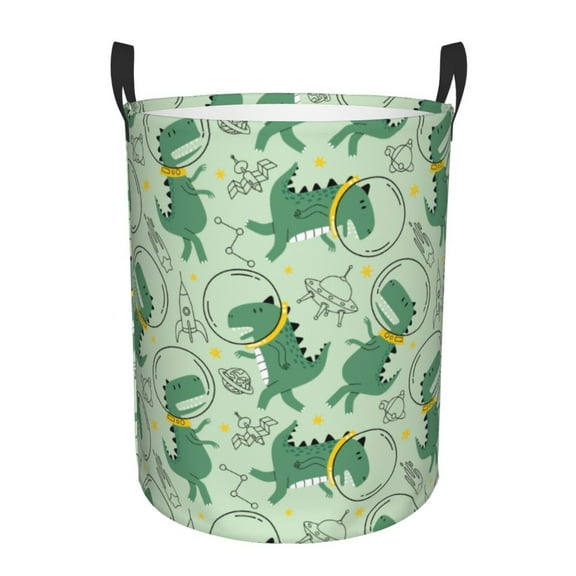 Large Laundry Basket with Handles - Cute Dinosaurs in Space Kids Baby Dirty Clothes Laundry Hamper for Bedroom Aesthetic