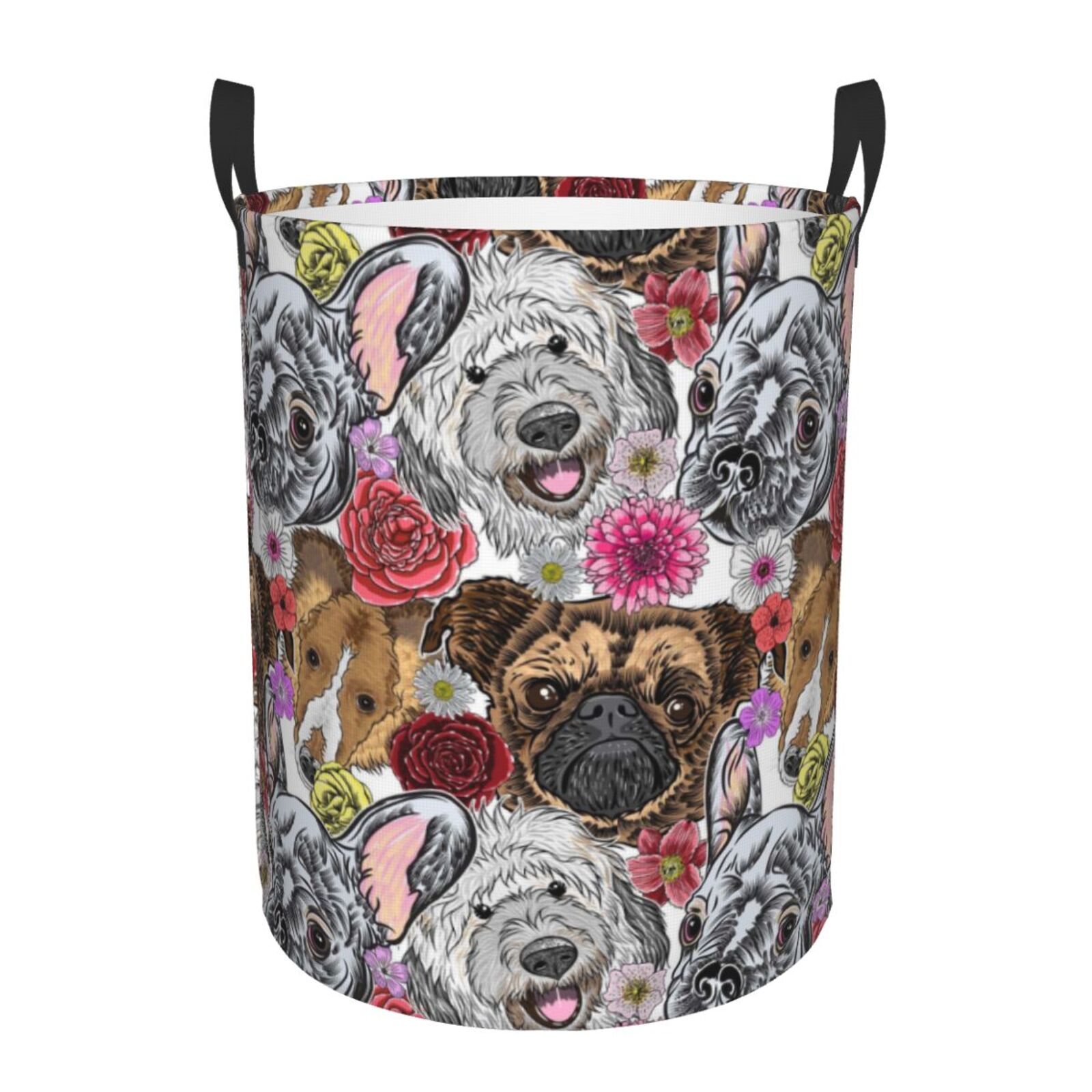 Large Laundry Basket with Handles - Cute Dogs Puppy1 Kids Baby Dirty Clothes Laundry Hamper for Bedroom Aesthetic
