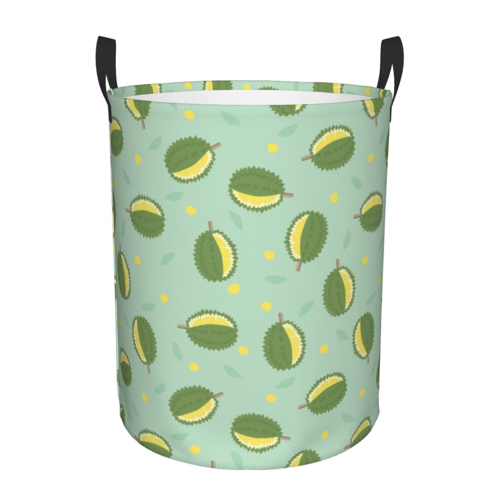 Large Laundry Basket with Handles - Cute Durian Light Green Kids Baby Dirty Clothes Laundry Hamper for Bedroom Aesthetic