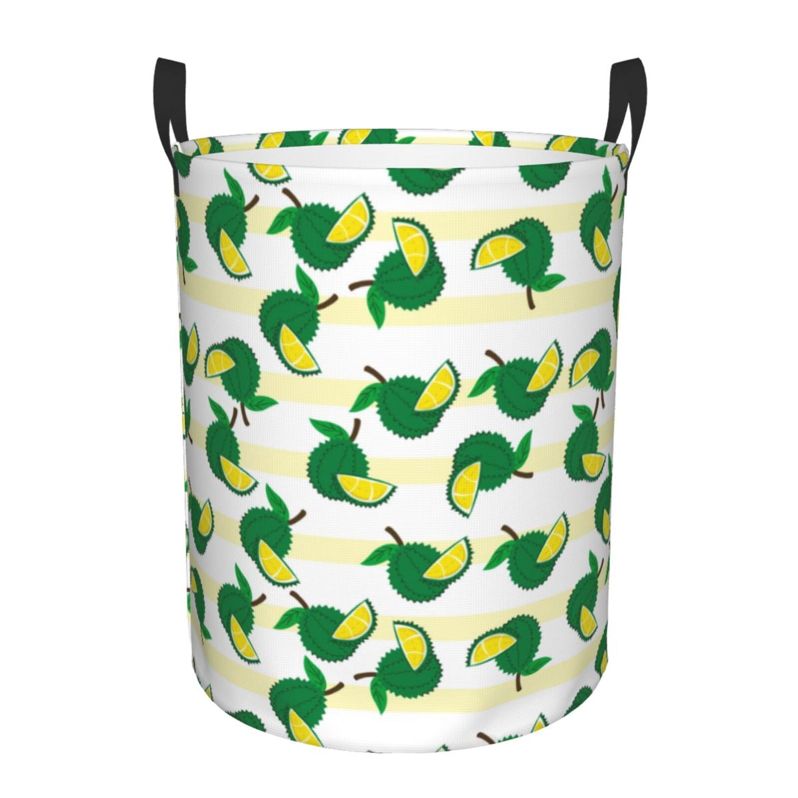 Large Laundry Basket with Handles - Cute Durian Stripe Kids Baby Dirty Clothes Laundry Hamper for Bedroom Aesthetic