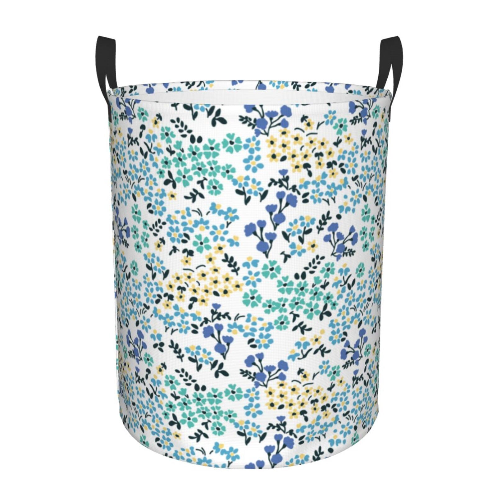 Large Laundry Basket with Handles - Cute Floral Kids Baby Dirty Clothes Laundry Hamper for Bedroom Aesthetic