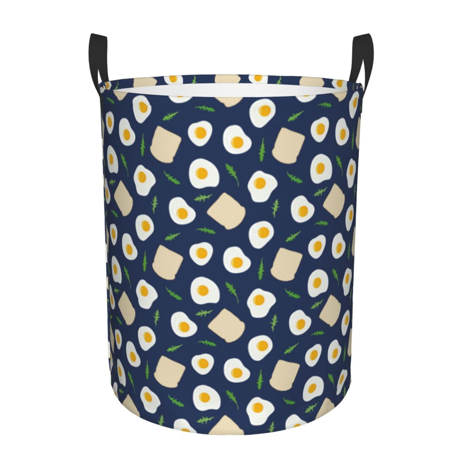 Large Laundry Basket with Handles - Cute Fried Egg Bread Kids Baby Dirty Clothes Laundry Hamper for Bedroom Aesthetic