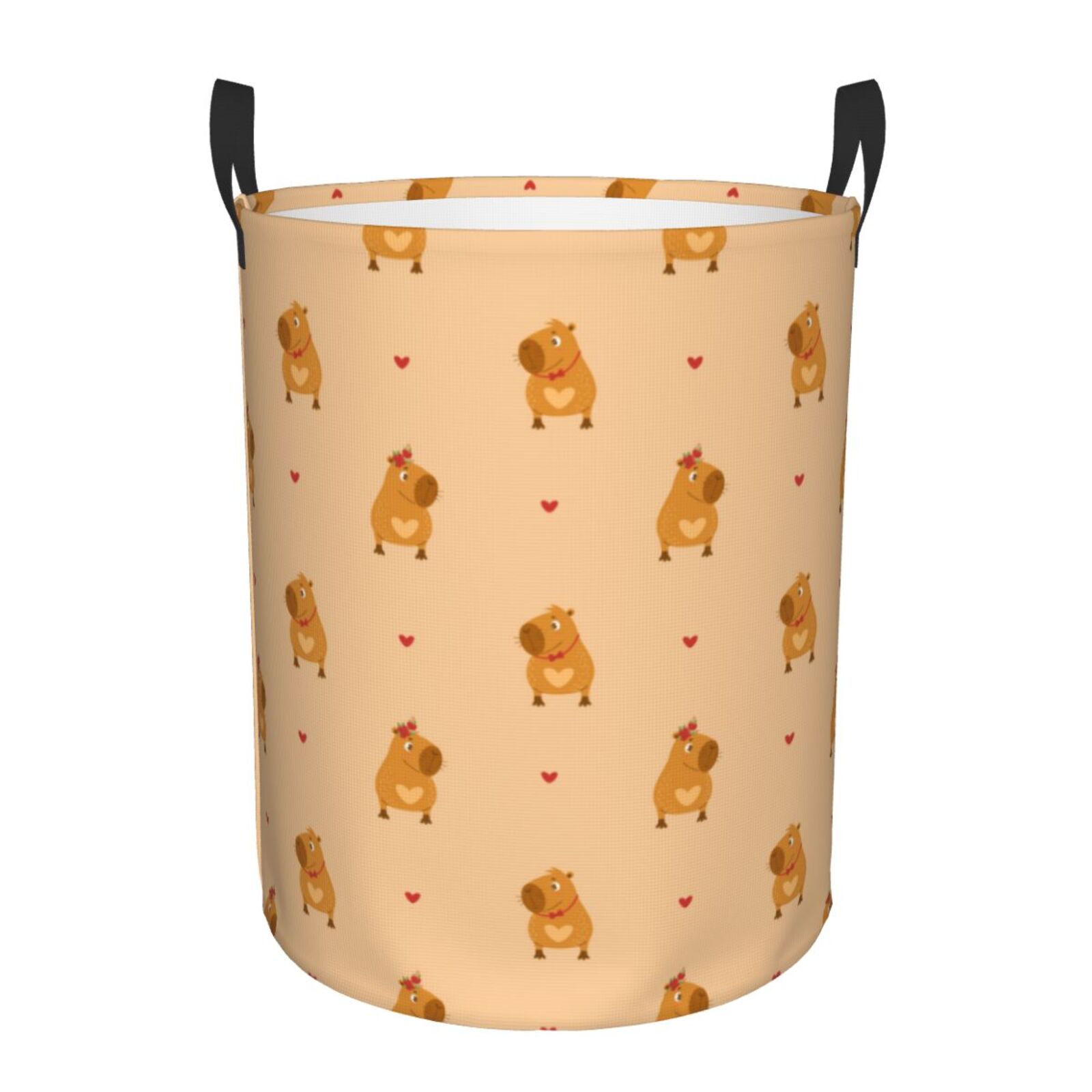 Large Laundry Basket with Handles - Cute Heart Capybaras Kids Baby Dirty Clothes Laundry Hamper for Bedroom Aesthetic