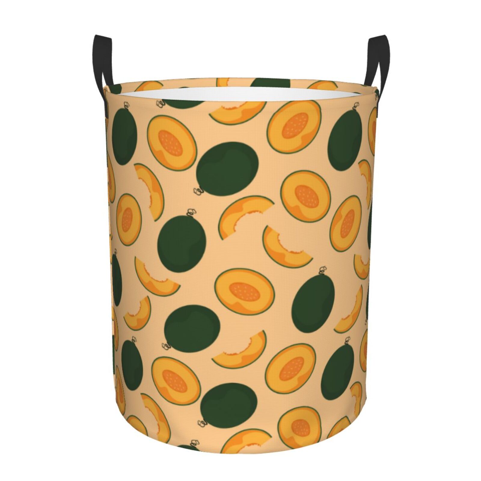 Large Laundry Basket with Handles - Cute Juicy Cantaloupe Kids Baby Dirty Clothes Laundry Hamper for Bedroom Aesthetic