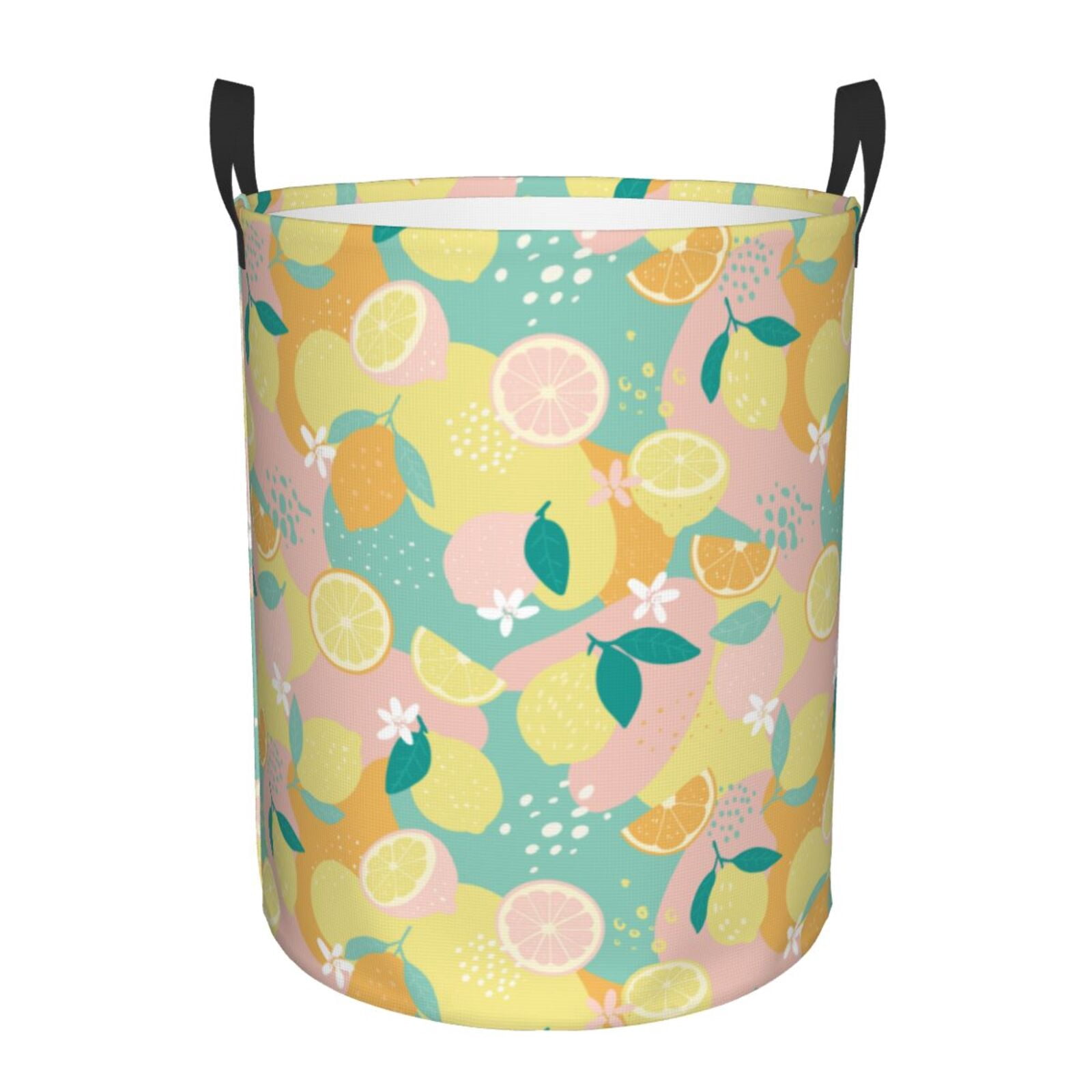 Large Laundry Basket with Handles - Cute Lemon Pink Blue Yellow Kids Baby Dirty Clothes Laundry Hamper for Bedroom Aesthetic