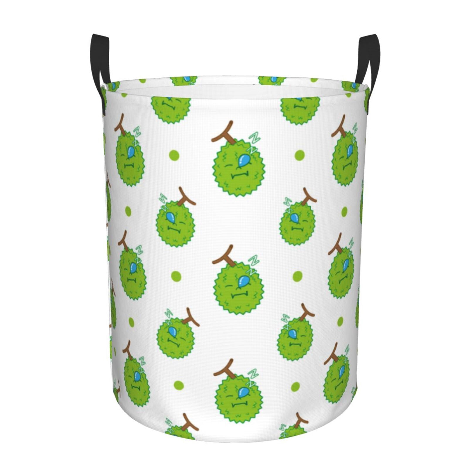 Large Laundry Basket with Handles - Cute Lime Green Durian Kids Baby Dirty Clothes Laundry Hamper for Bedroom Aesthetic