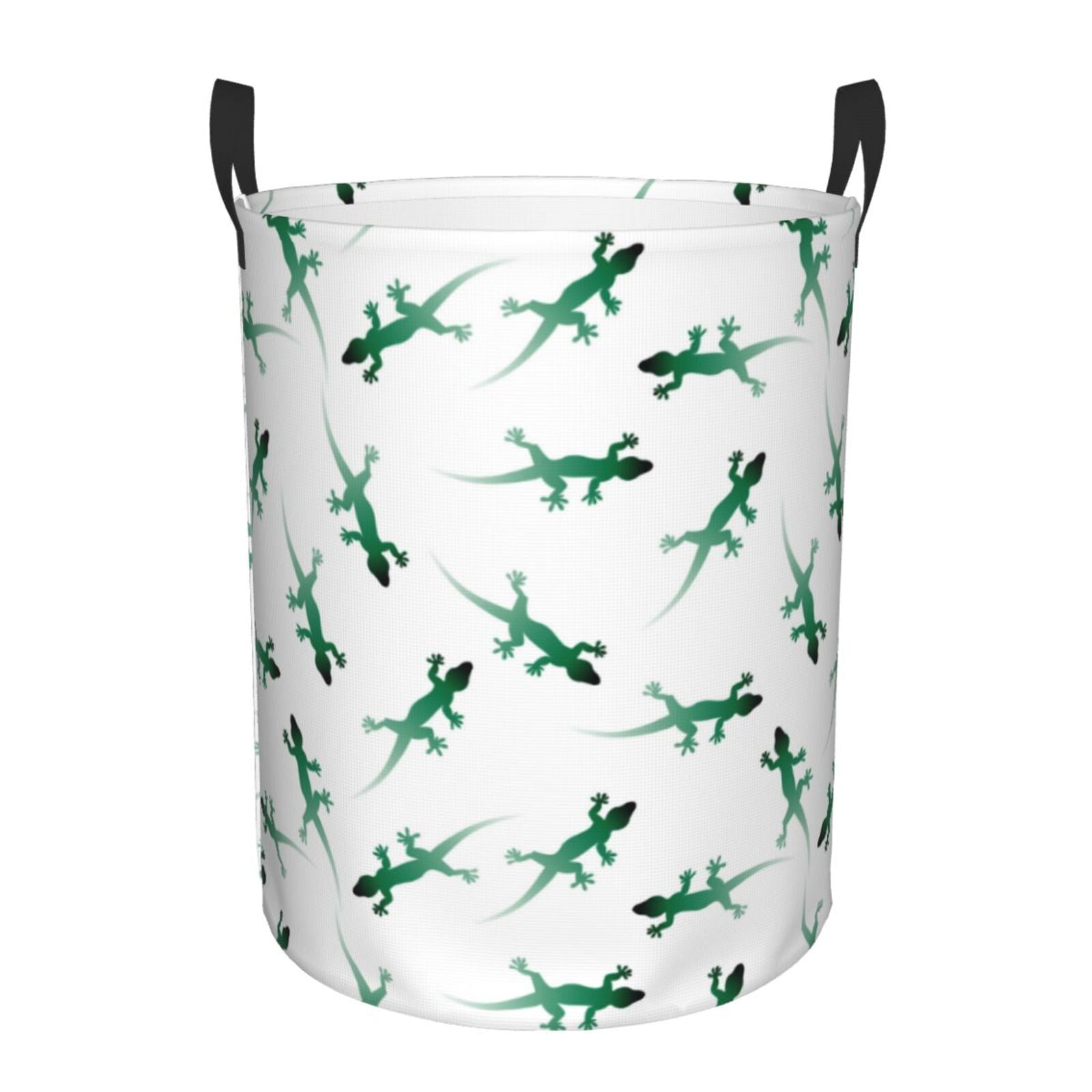 Large Laundry Basket with Handles - Cute Lizard Gecko Green_A Kids Baby Dirty Clothes Laundry Hamper for Bedroom Aesthetic