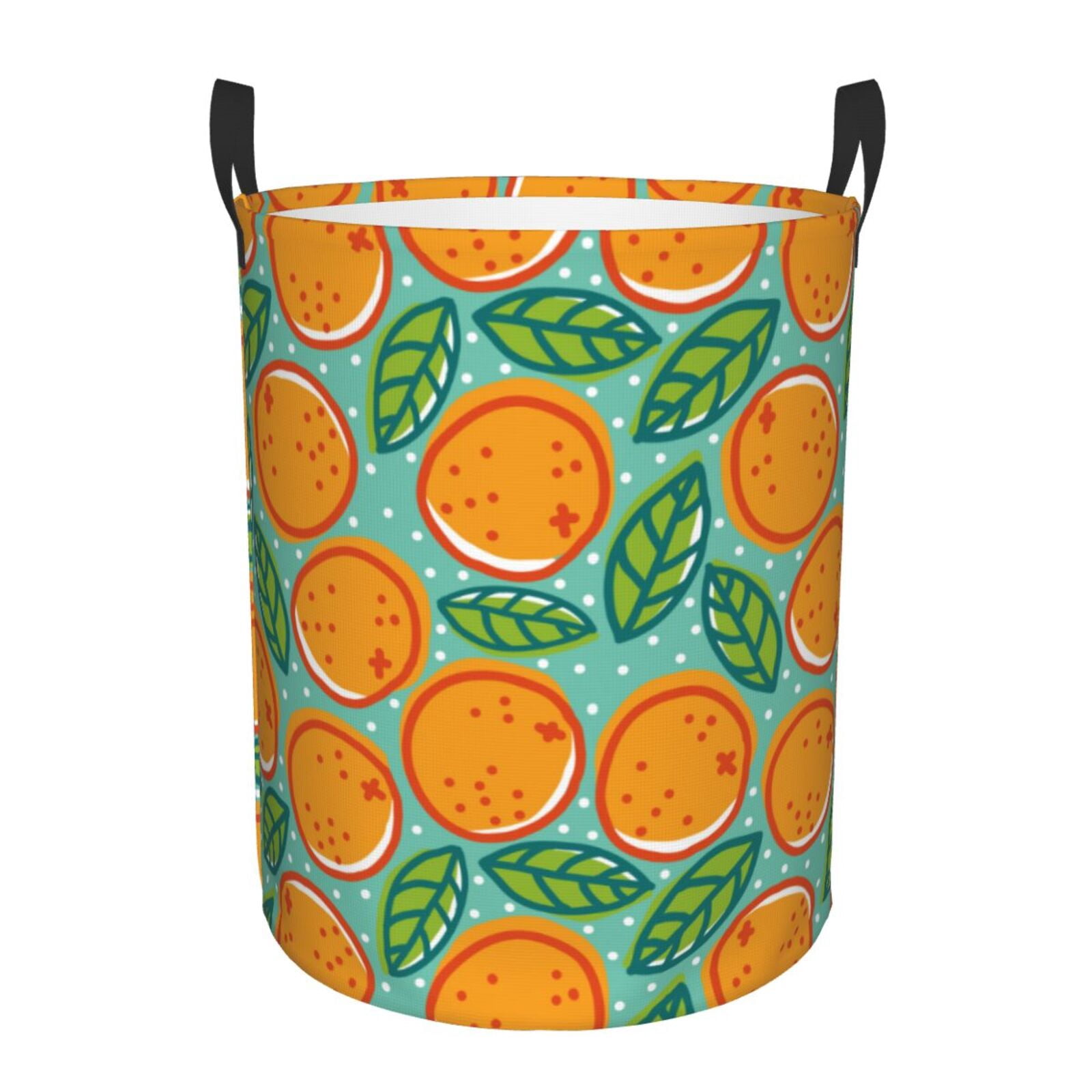 Large Laundry Basket with Handles - Cute Orange Starry Sky Light Blue Kids Baby Dirty Clothes Laundry Hamper for Bedroom Aesthetic