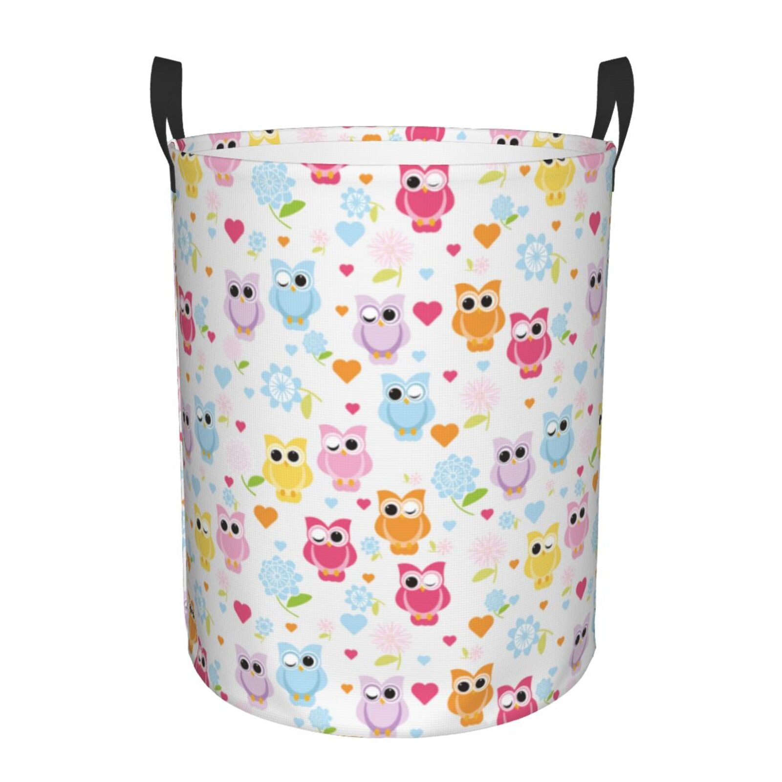 Large Laundry Basket with Handles - Cute Owl Kids Baby Dirty Clothes Laundry Hamper for Bedroom Aesthetic