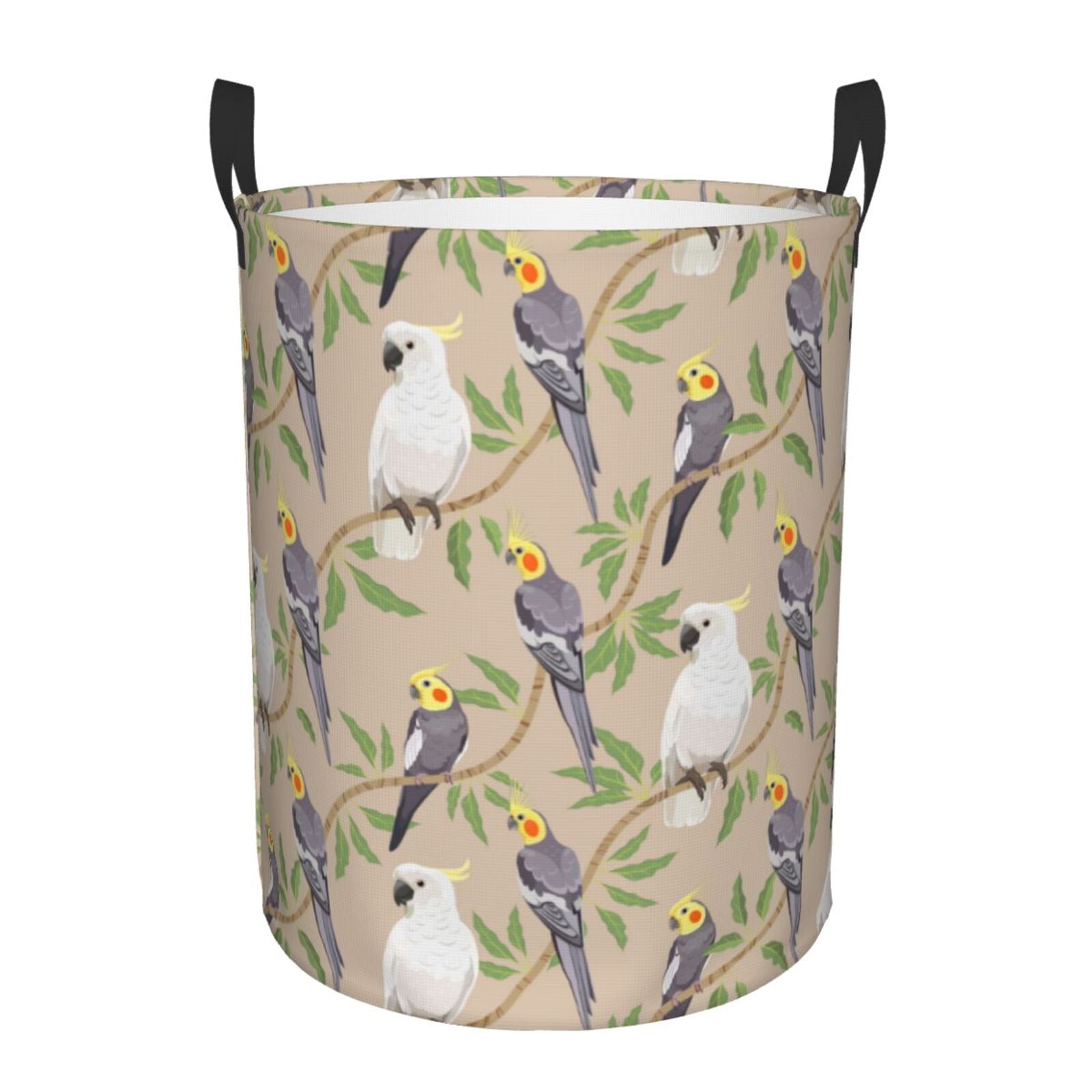 Large Laundry Basket with Handles - Cute Parrot On Branch Kids Baby Dirty Clothes Laundry Hamper for Bedroom Aesthetic
