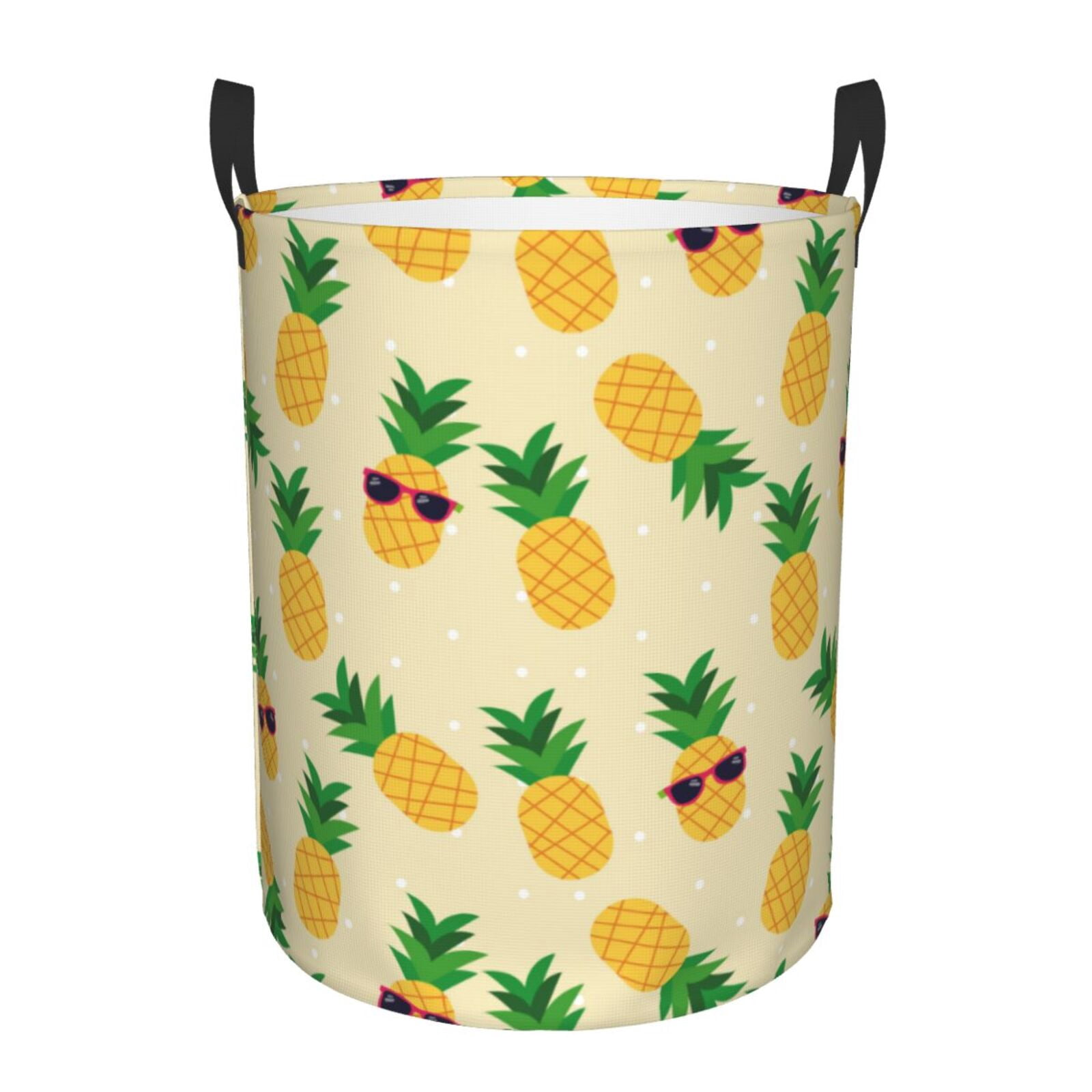 Large Laundry Basket with Handles - Cute Pineapple Sunglass Kids Baby Dirty Clothes Laundry Hamper for Bedroom Aesthetic