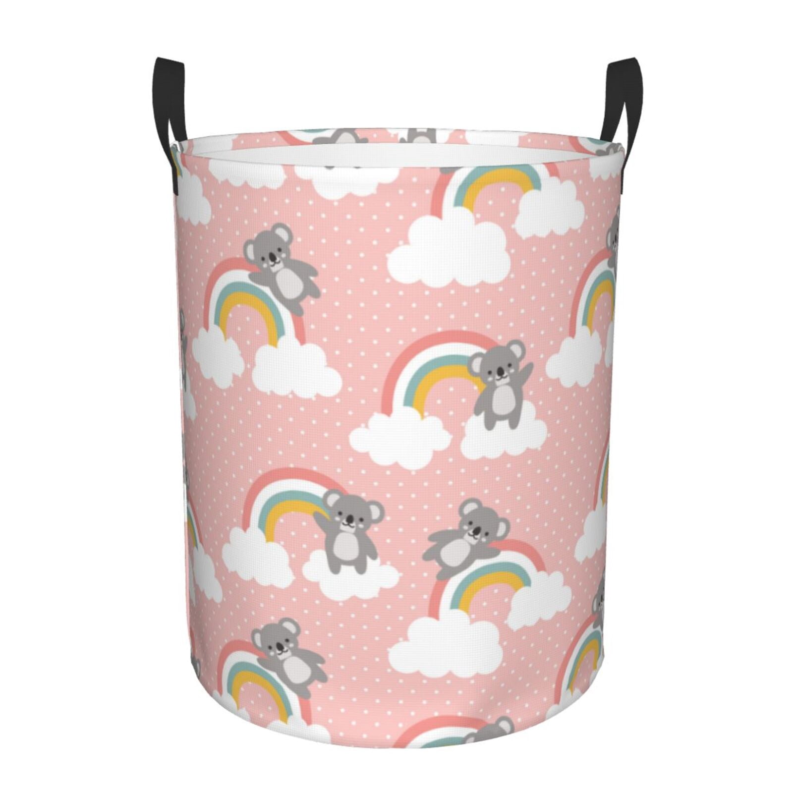 Large Laundry Basket with Handles - Cute Rainbow Koala Kids Baby Dirty Clothes Laundry Hamper for Bedroom Aesthetic