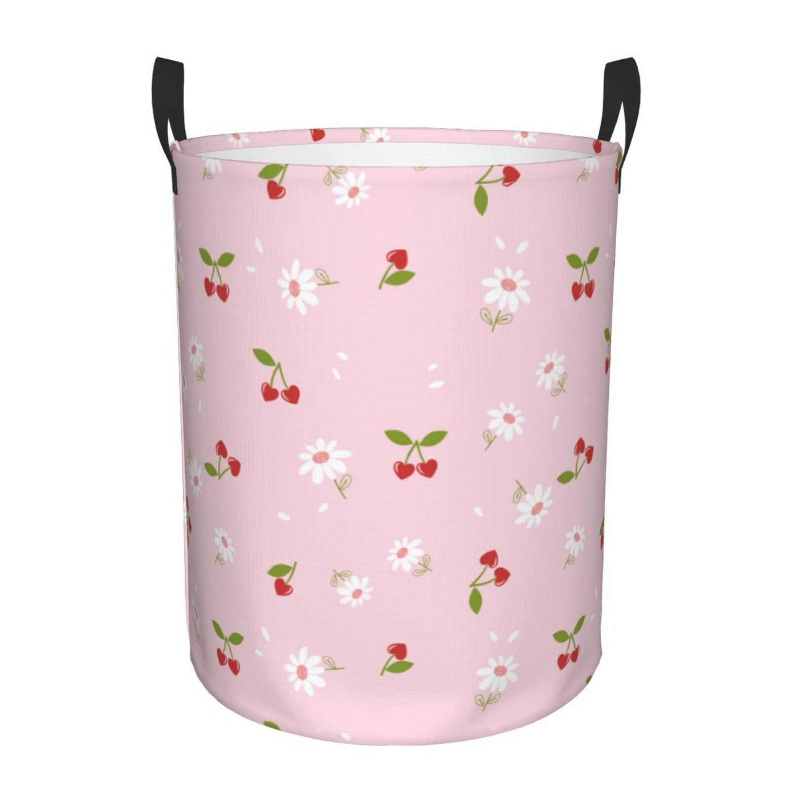 Large Laundry Basket with Handles - Cute Red Berry Flower Love Kids Baby Dirty Clothes Laundry Hamper for Bedroom Aesthetic