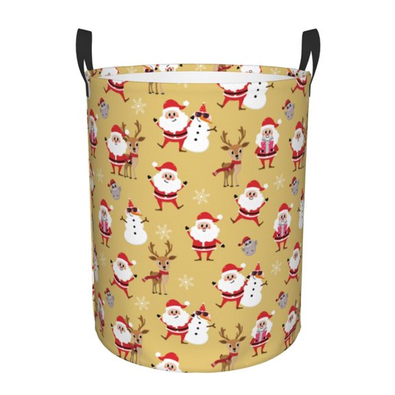 Large Laundry Basket with Handles - Cute Santa and Reindeer Kids Baby Dirty Clothes Laundry Hamper for Bedroom Aesthetic