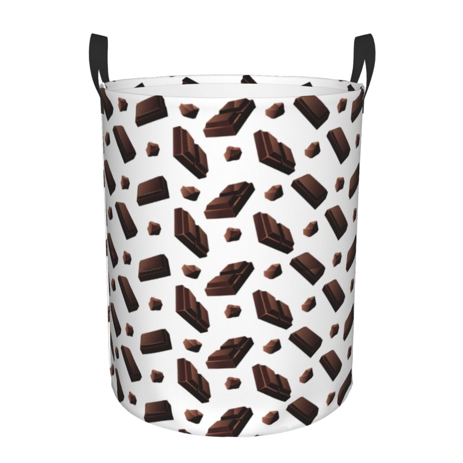 Large Laundry Basket with Handles - Dark Brown Chocolate Print Kids Baby Dirty Clothes Laundry Hamper for Bedroom Aesthetic