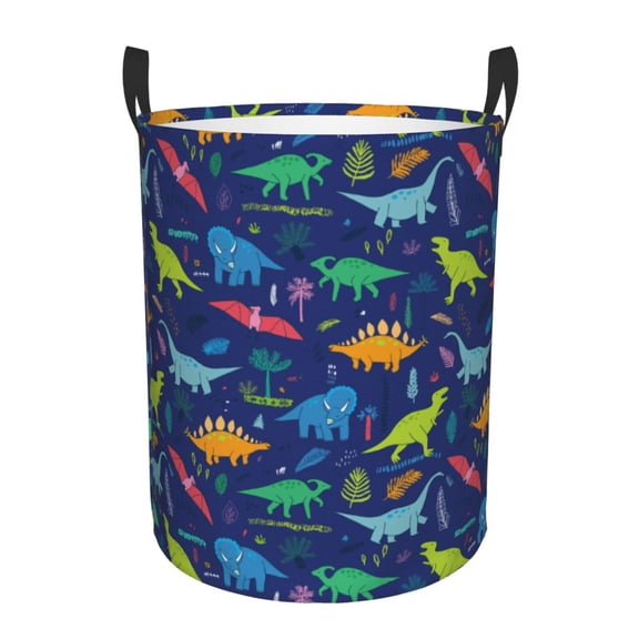 Large Laundry Basket with Handles - Dinosaur Palms Tropical Leaves Kids Baby Dirty Clothes Laundry Hamper for Bedroom Aesthetic