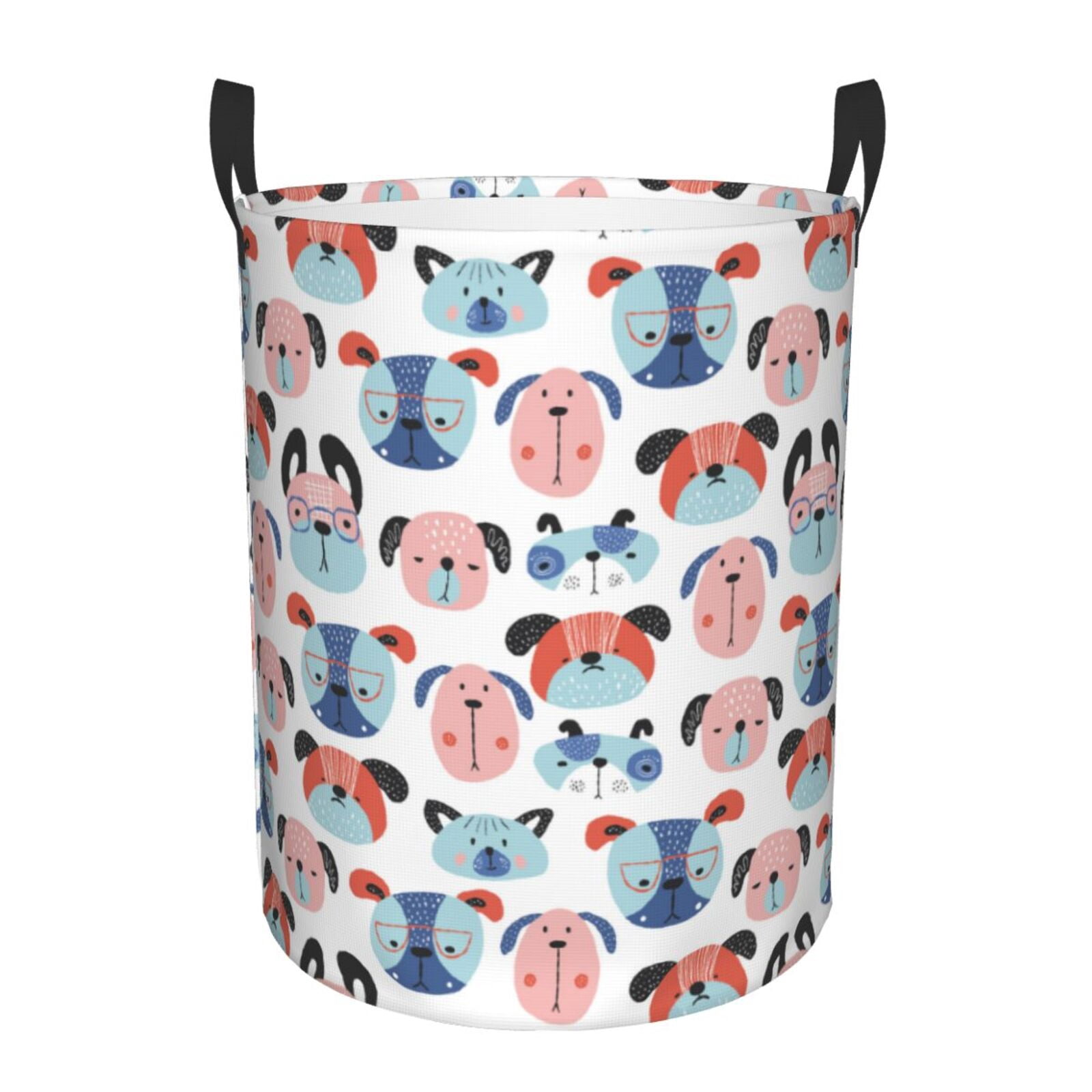 Large Laundry Basket with Handles - Dog colorful Kids Baby Dirty Clothes Laundry Hamper for Bedroom Aesthetic