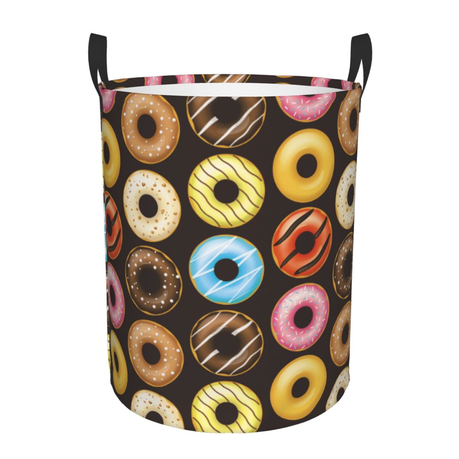 Large Laundry Basket with Handles - Donut Print No.9036 Kids Baby Dirty Clothes Laundry Hamper for Bedroom Aesthetic